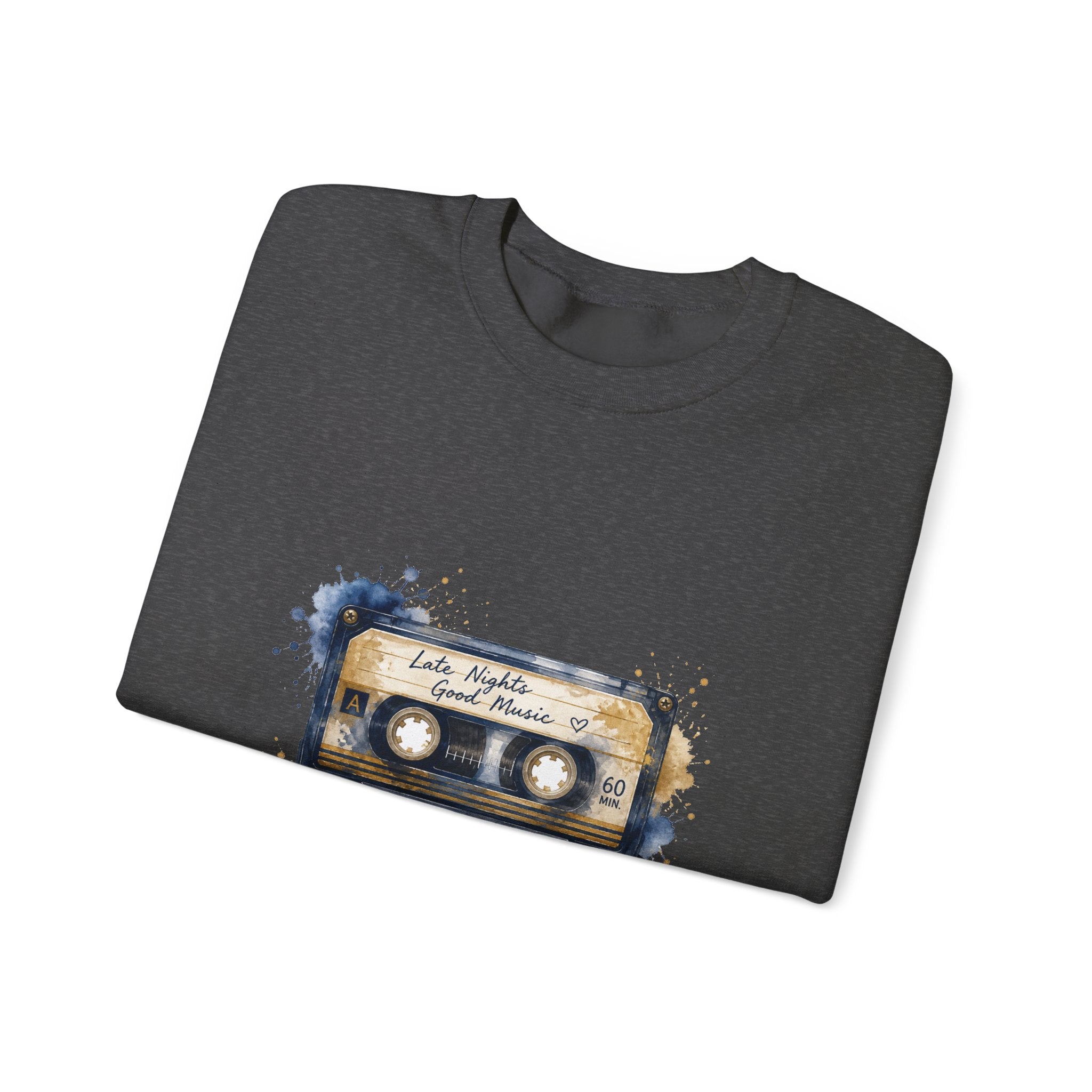 Matching Couple Sweatshirt - Vinyl & Cassette Matching Couple Crewneck Sweatshirt Watercolor Art His Hers Engagement Gift - Design B