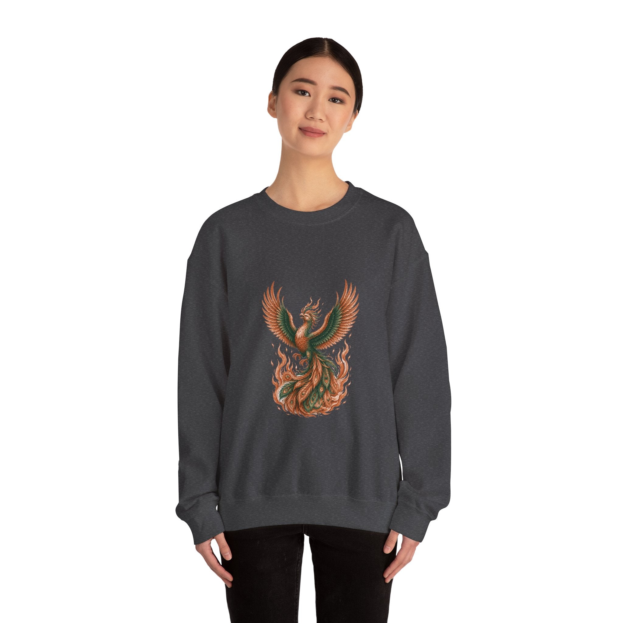 Matching Couple Sweatshirt - Dragon & Phoenix Matching Couple Comfort Colors Crew Hand-Drawn Art His Hers Anniversary Gift - Design B