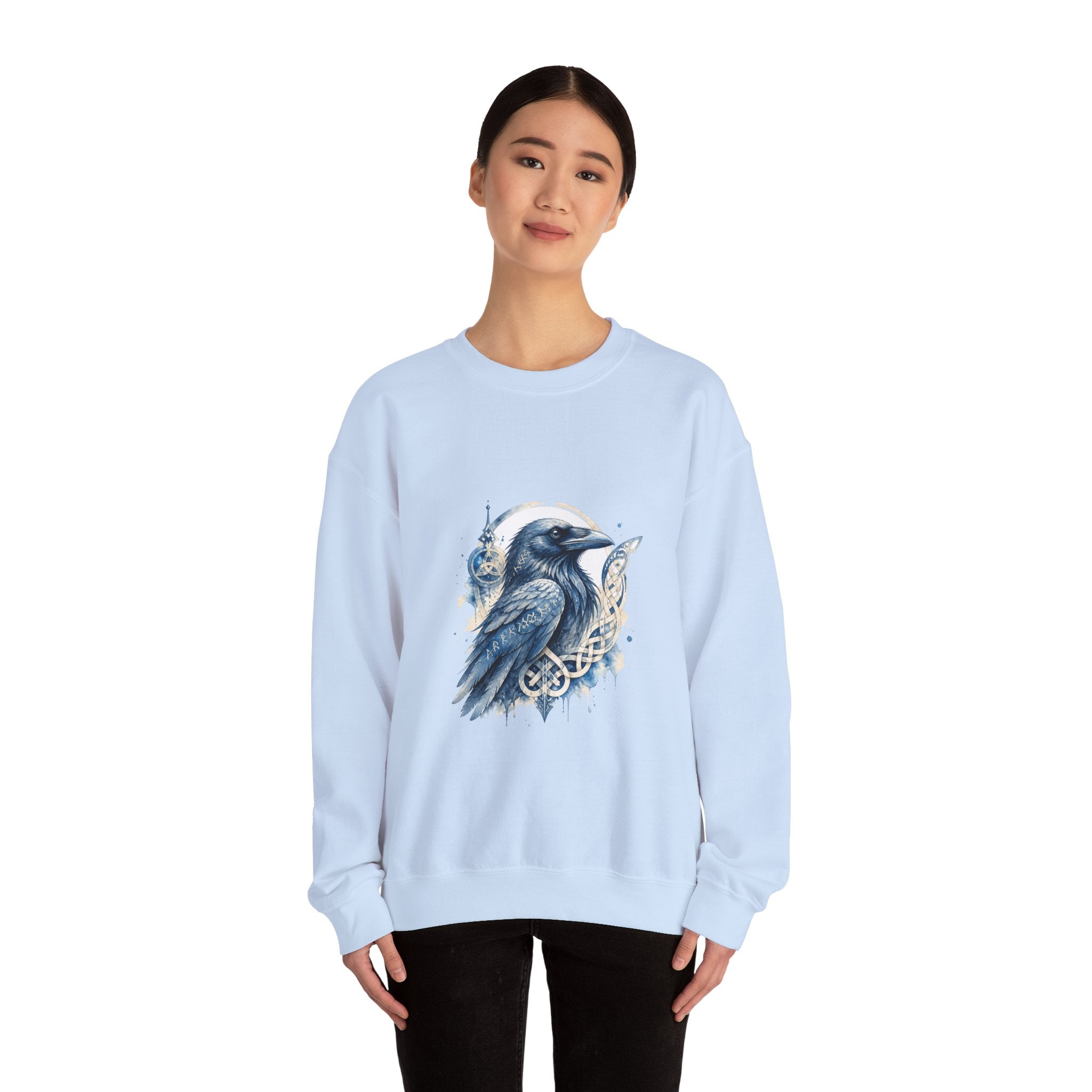 Matching Couple Sweatshirt - Huginn & Muninn Matching Couple Comfort Colors Crew Watercolor Art His Hers Birthday Gift - Design A