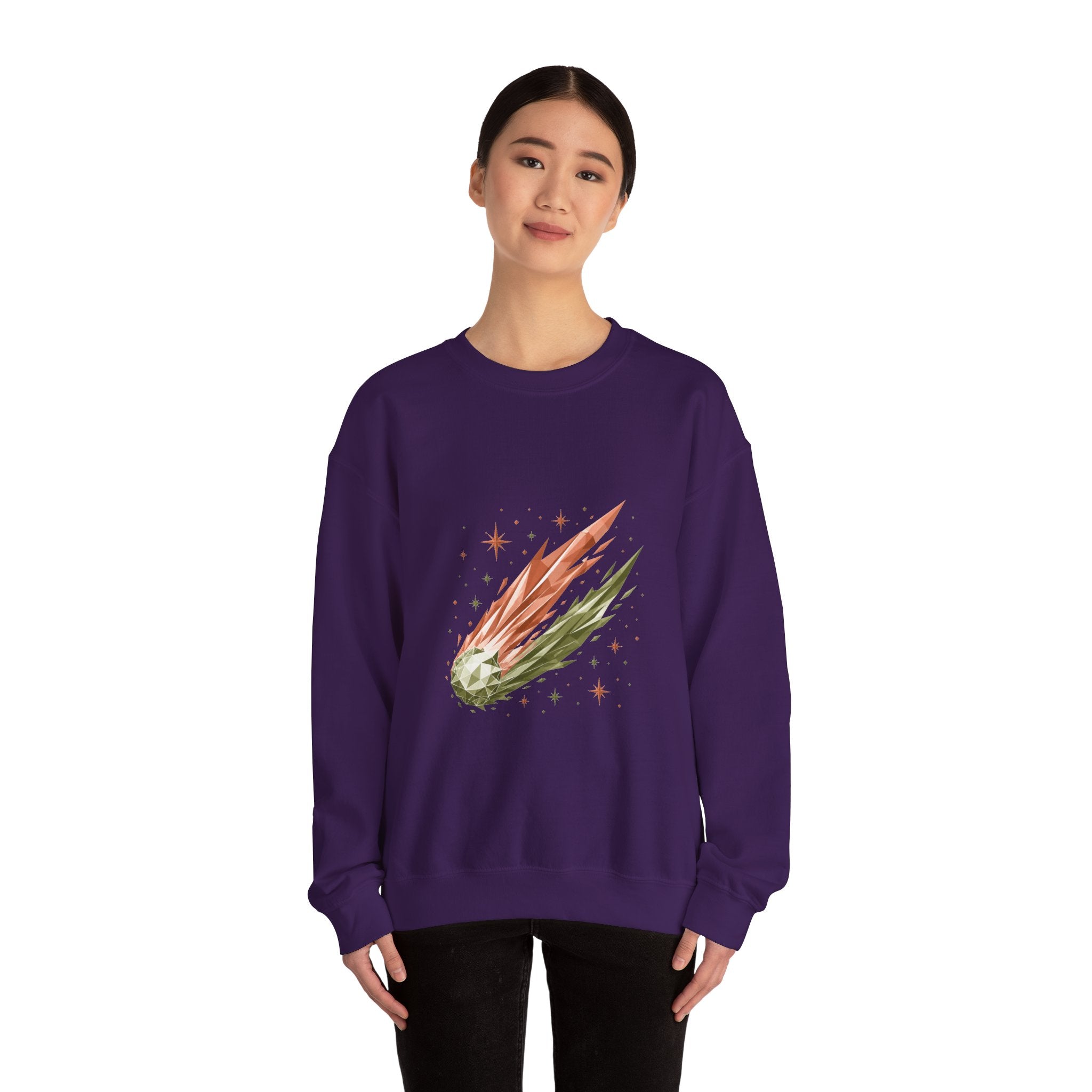 Matching Couple Sweatshirt - Comet & Asteroid Matching Couple Crewneck Sweatshirt Geometric Art His Hers Couple Gift - Design A