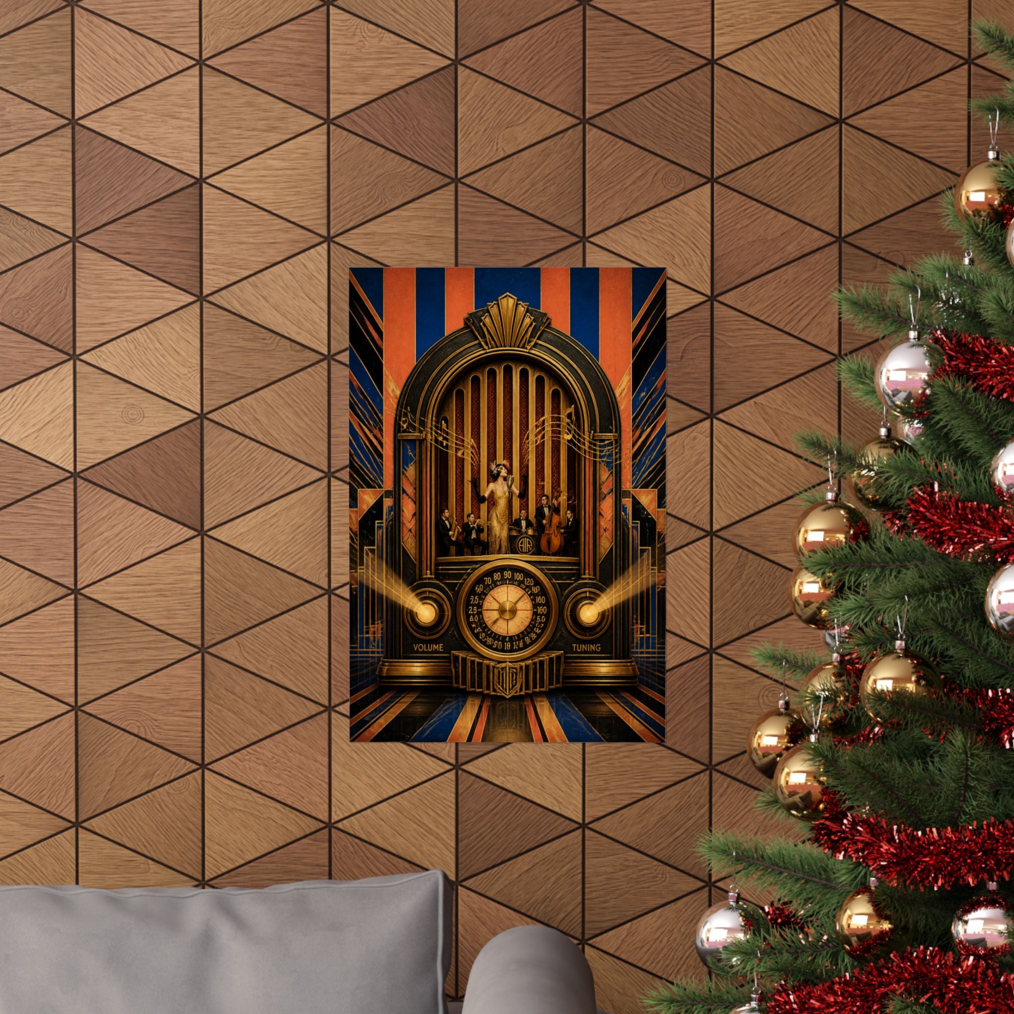 Vintage Radio Stage Wall Art Poster 24×36 Art Deco Bar Area Decor Maximalist Print