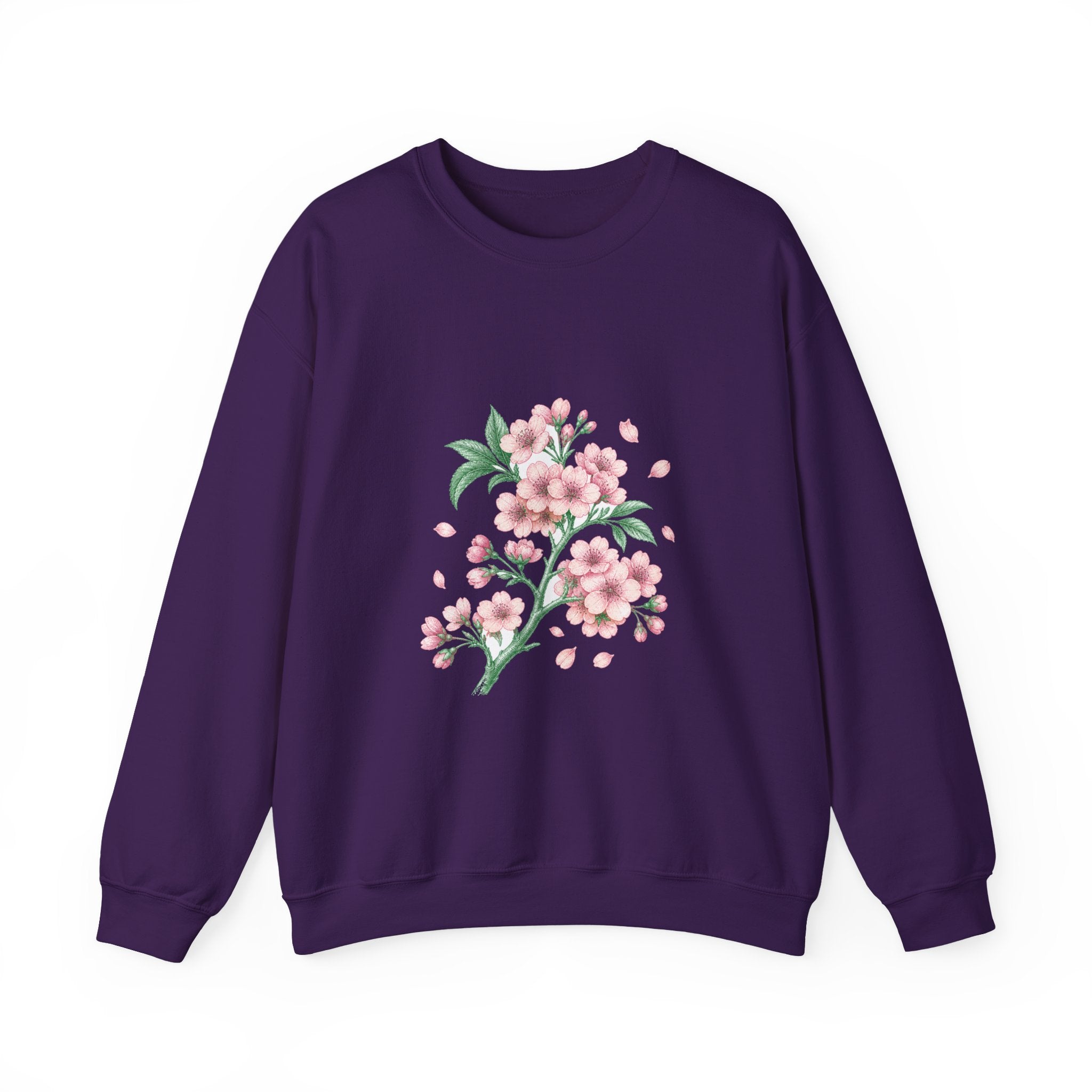 Matching Couple Sweatshirt - Cherry Blossom & Maple Leaf Matching Couple Premium Fleece Sweatshirt Vintage Art His Hers Honeymoon Gift - Design A