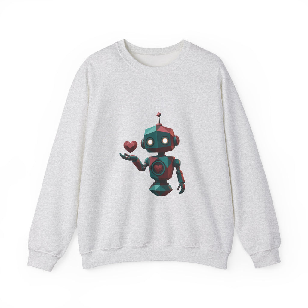 Matching Couple Sweatshirt - Robot & Heart Matching Couple Comfort Colors Crew Geometric Art His Hers Love Gift - Design A