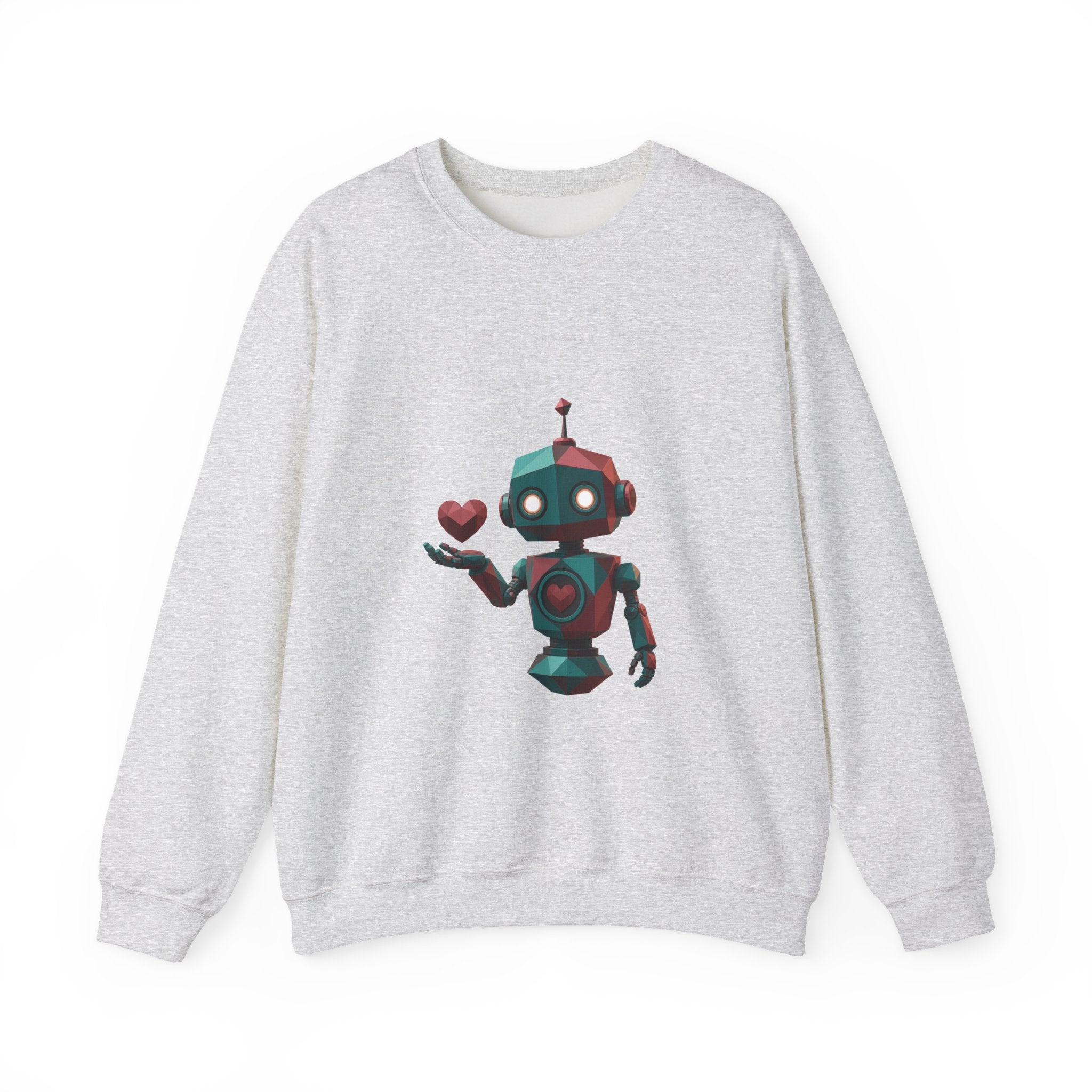 Matching Couple Sweatshirt - Robot & Heart Matching Couple Comfort Colors Crew Geometric Art His Hers Love Gift - Design A