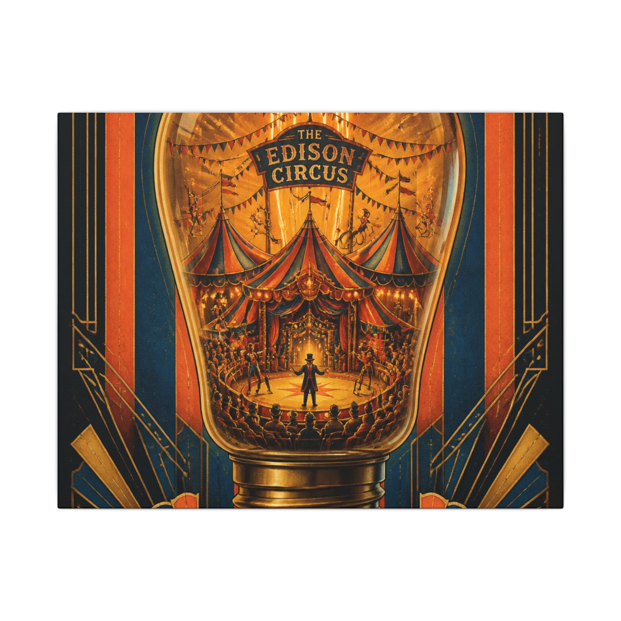 Light Bulb Circus Wall Art Canvas 16×20 Art Deco Entryway Decor Maximalist Print