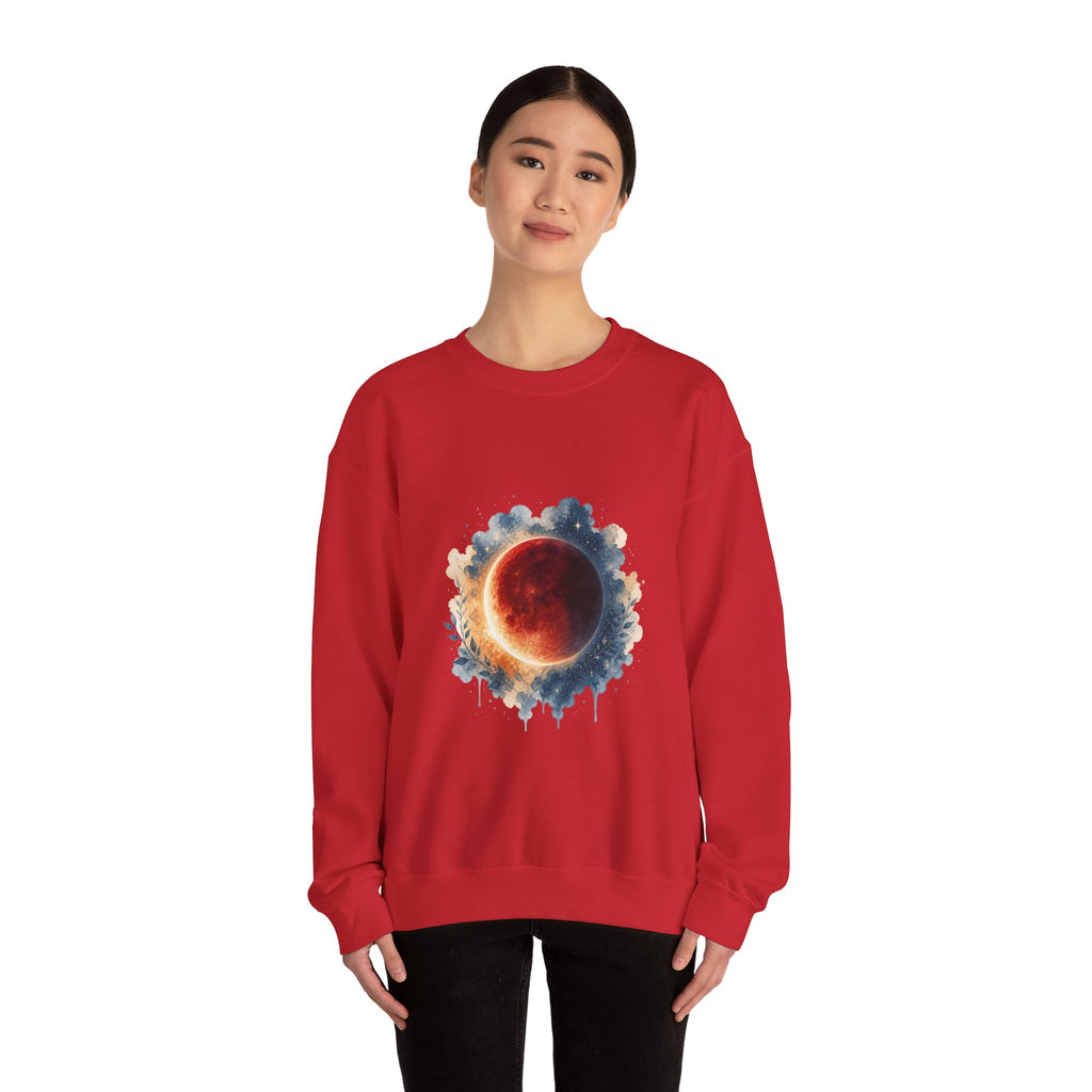 Matching Couple Sweatshirt - Solar & Lunar Eclipse Matching Couple Comfort Colors Crew Watercolor Art His Hers Birthday Gift - Design B