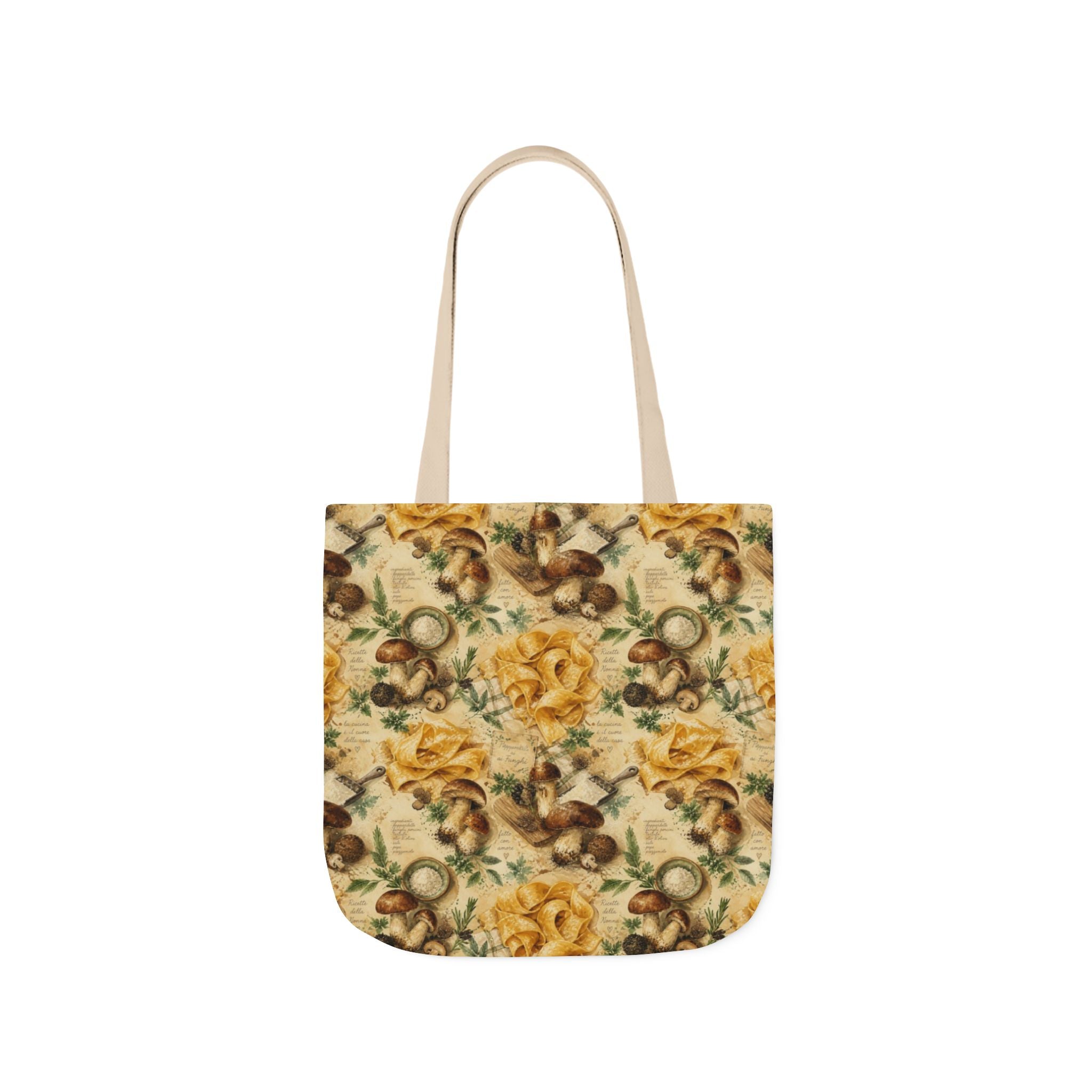 Pappardelle Ribbons Canvas Tote Bag Mediterranean Kitchen Watercolor Splash Design Italian Cottagecore Gift