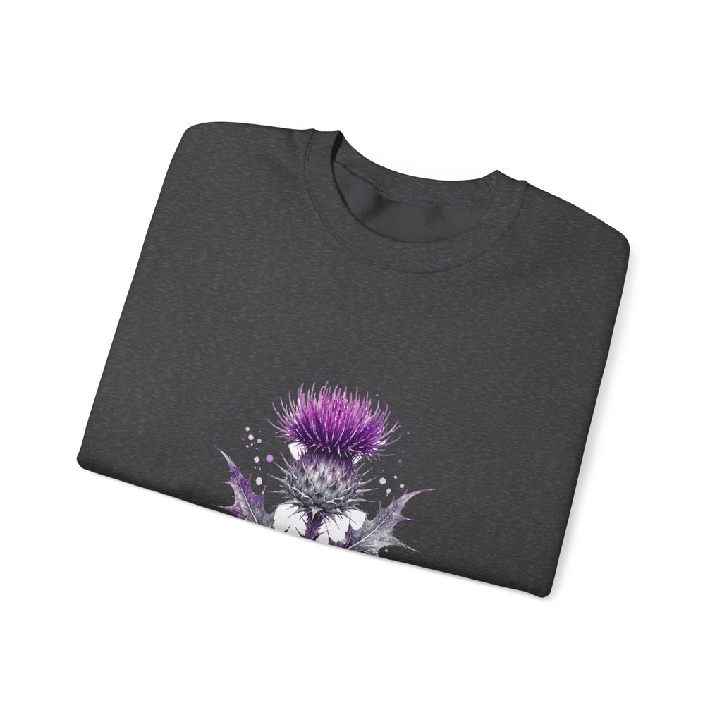Matching Couple Sweatshirt - Lavender & Thistle Matching Couple Comfort Colors Crew Watercolor Art His Hers Birthday Gift - Design B