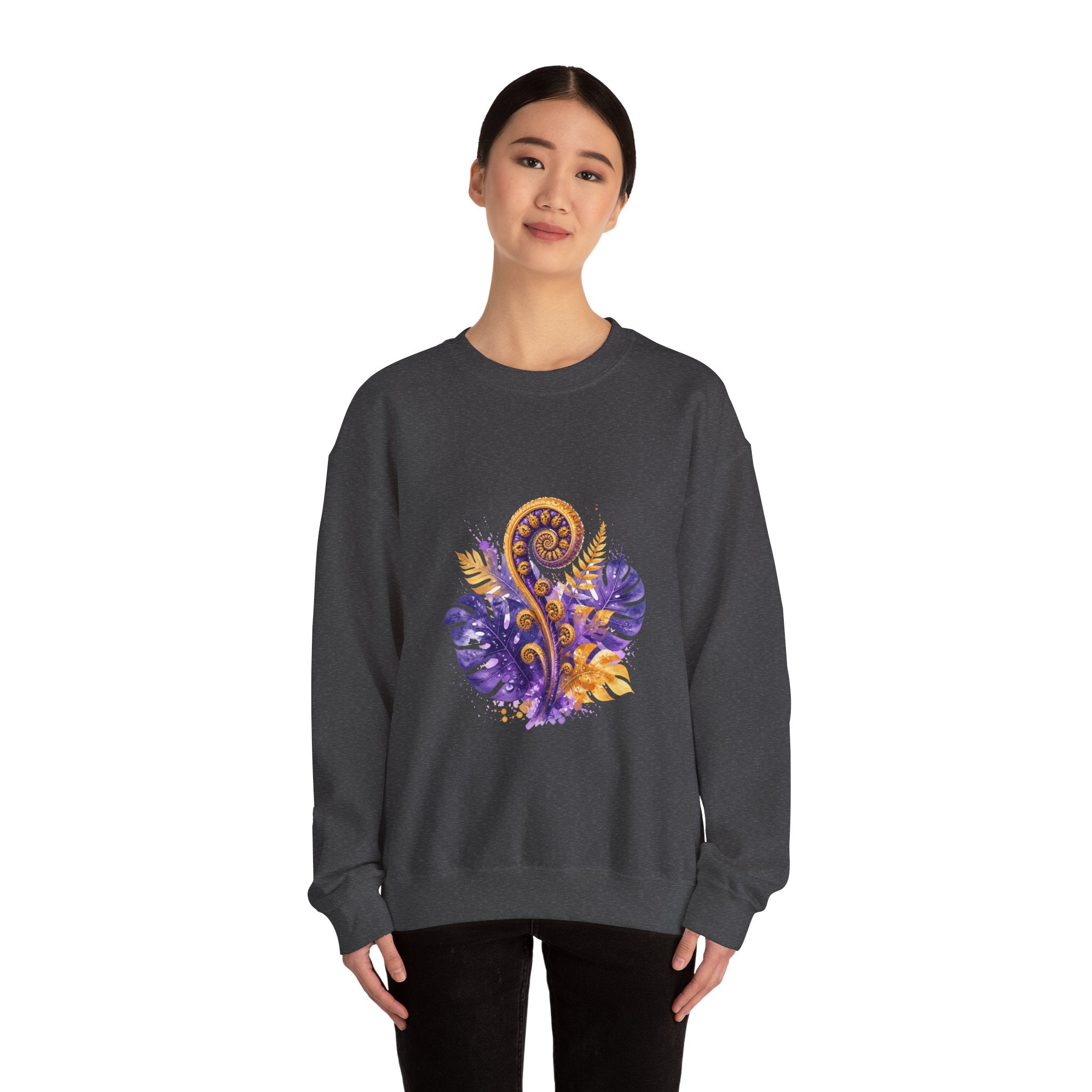 Matching Couple Sweatshirt - Desert & Rainforest Matching Couple Crewneck Sweatshirt Watercolor Art His Hers Engagement Gift - Design B