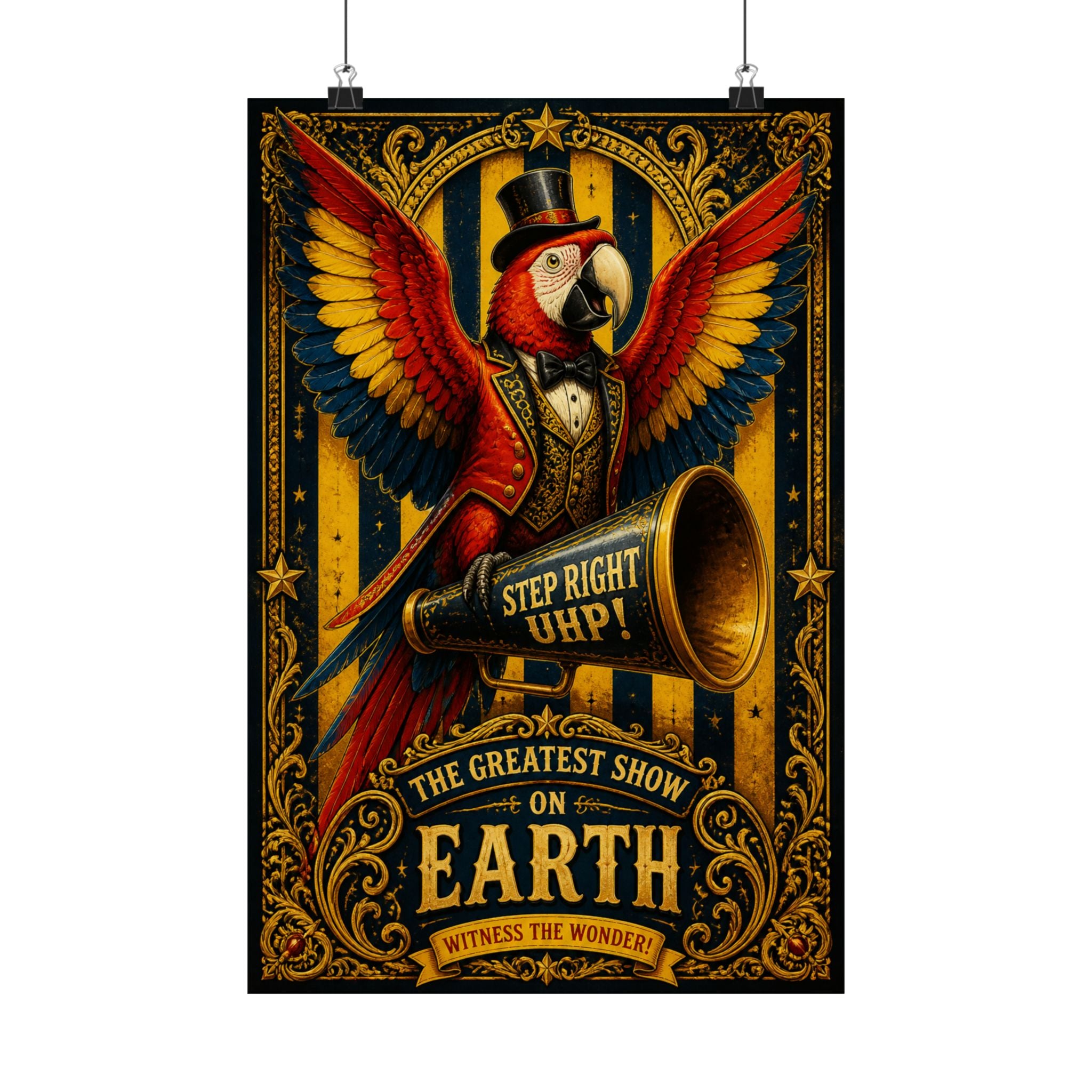 Parrot Ringmaster Wall Art Poster 24×36 Baroque Studio Decor Maximalist Print