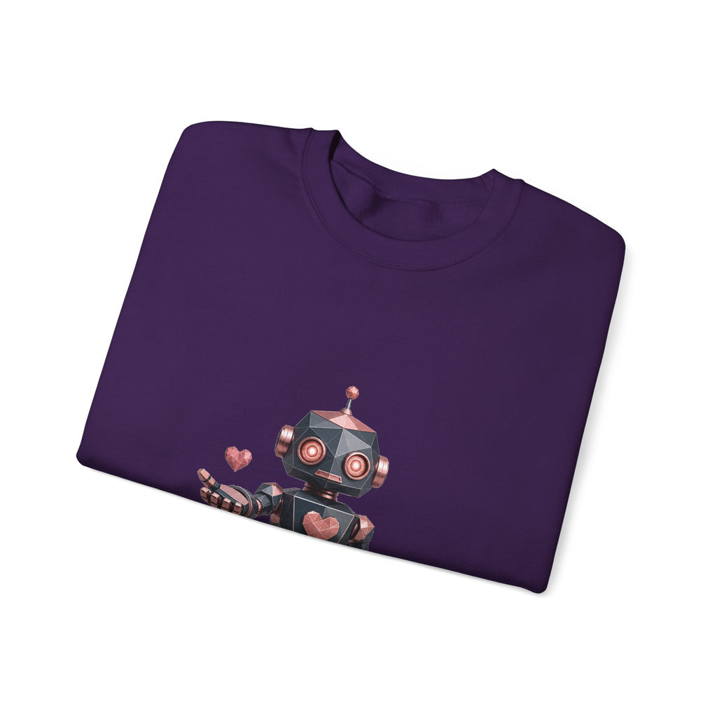 Matching Couple Sweatshirt - Robot & Heart Matching Couple Premium Fleece Sweatshirt Geometric Art His Hers Love Gift - Design A