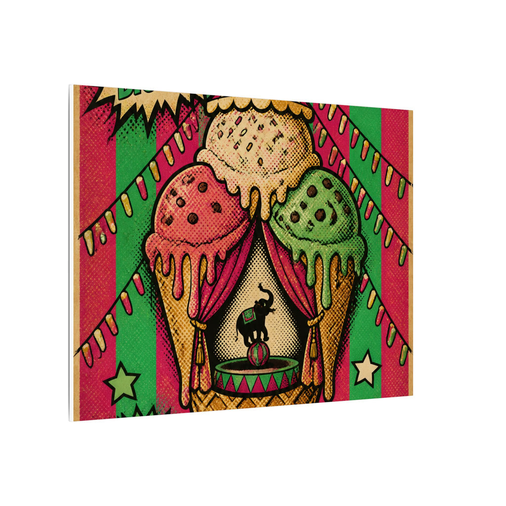 Ice Cream Cone Circus Tent Wall Art Canvas 16×20 Pop Art Living Room Decor Maximalist Print