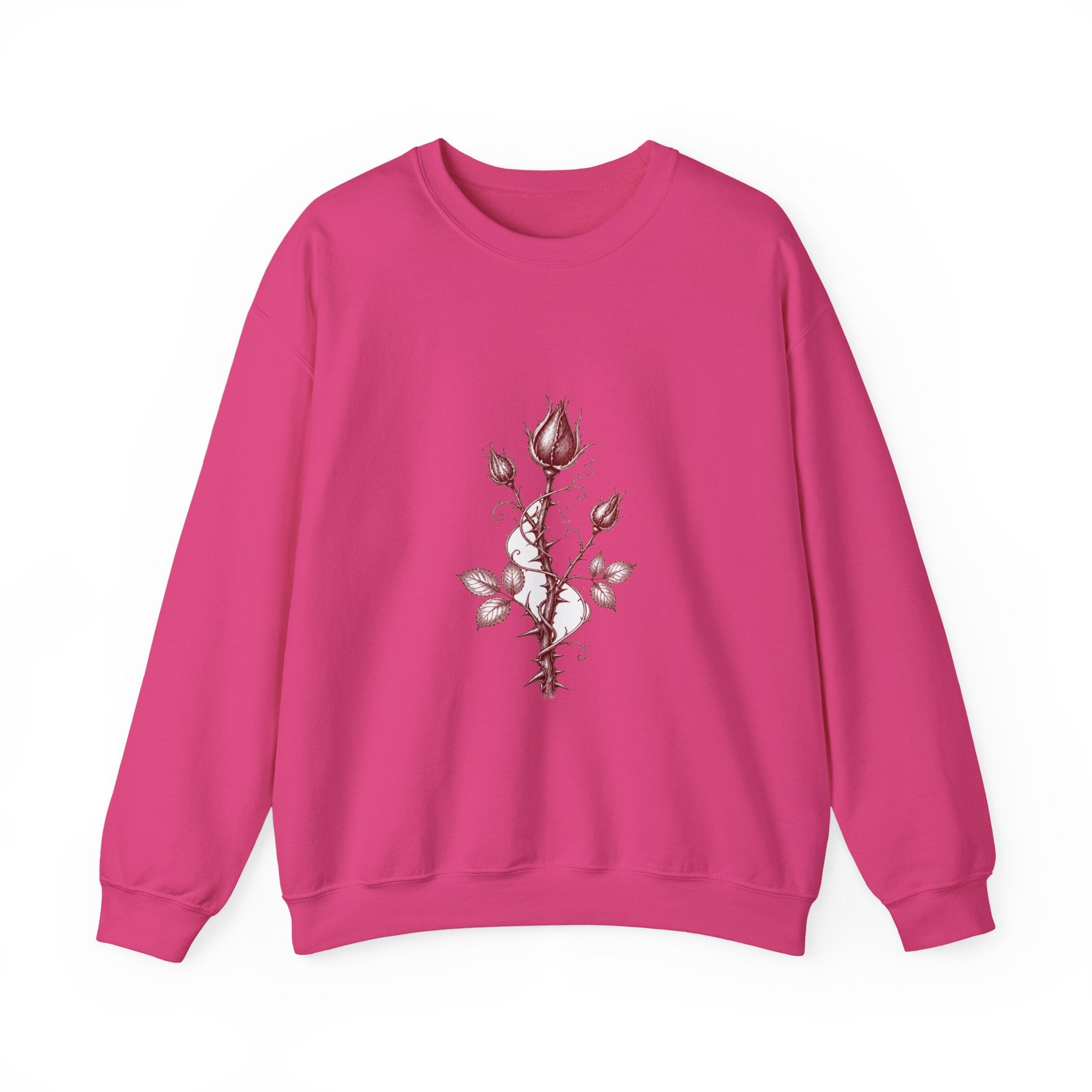 Matching Couple Sweatshirt - Rose & Thorn Matching Couple Crewneck Sweatshirt Hand-Drawn Art His Hers Best Friend Gift - Design B