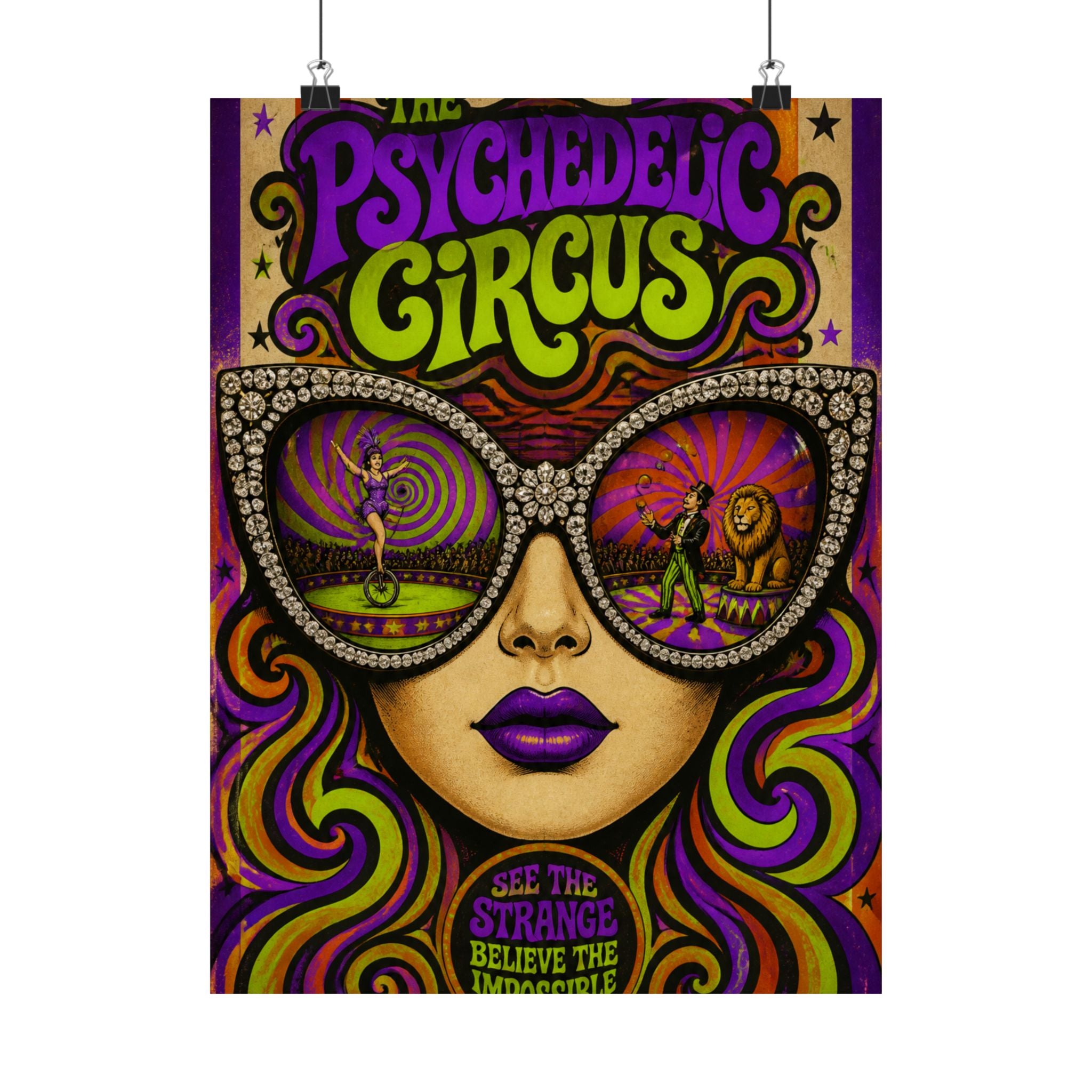 Sunglasses Circus Ring Wall Art Poster 24×36 Psychedelic Dining Room Decor Maximalist Print