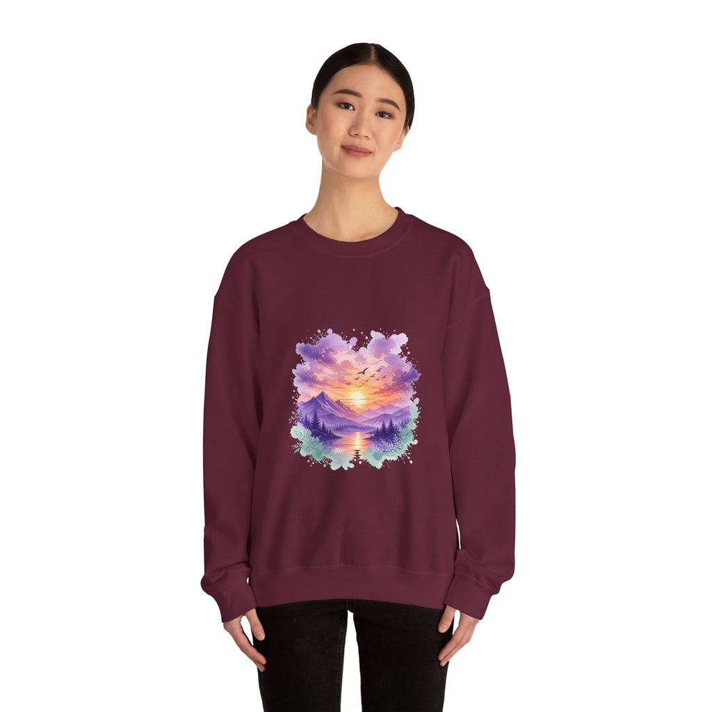 Matching Couple Sweatshirt - Sunrise & Sunset Matching Couple Comfort Colors Crew Watercolor Art His Hers Birthday Gift - Design B