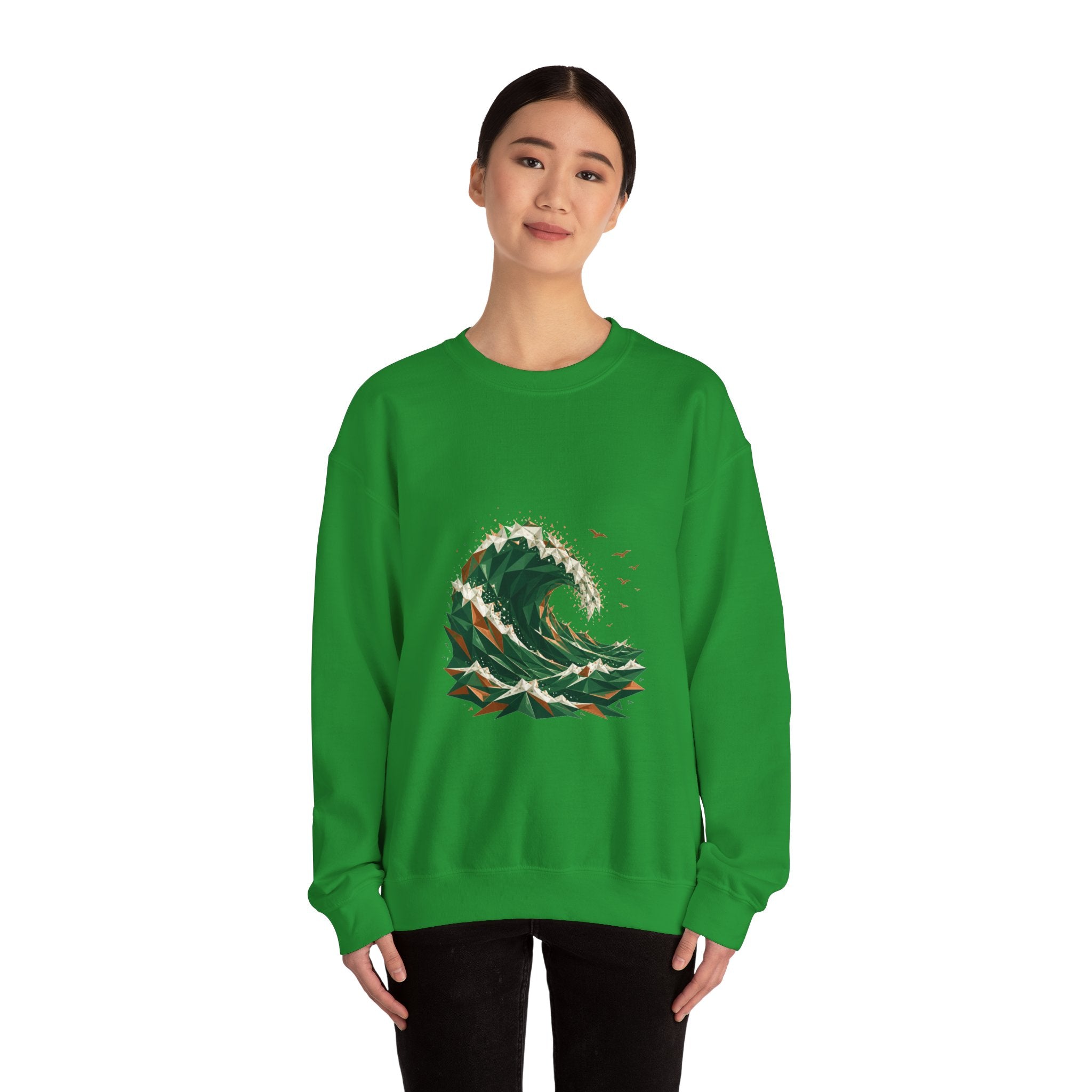 Matching Couple Sweatshirt - Mountain & Ocean Matching Couple Premium Fleece Sweatshirt Geometric Art His Hers Love Gift - Design B