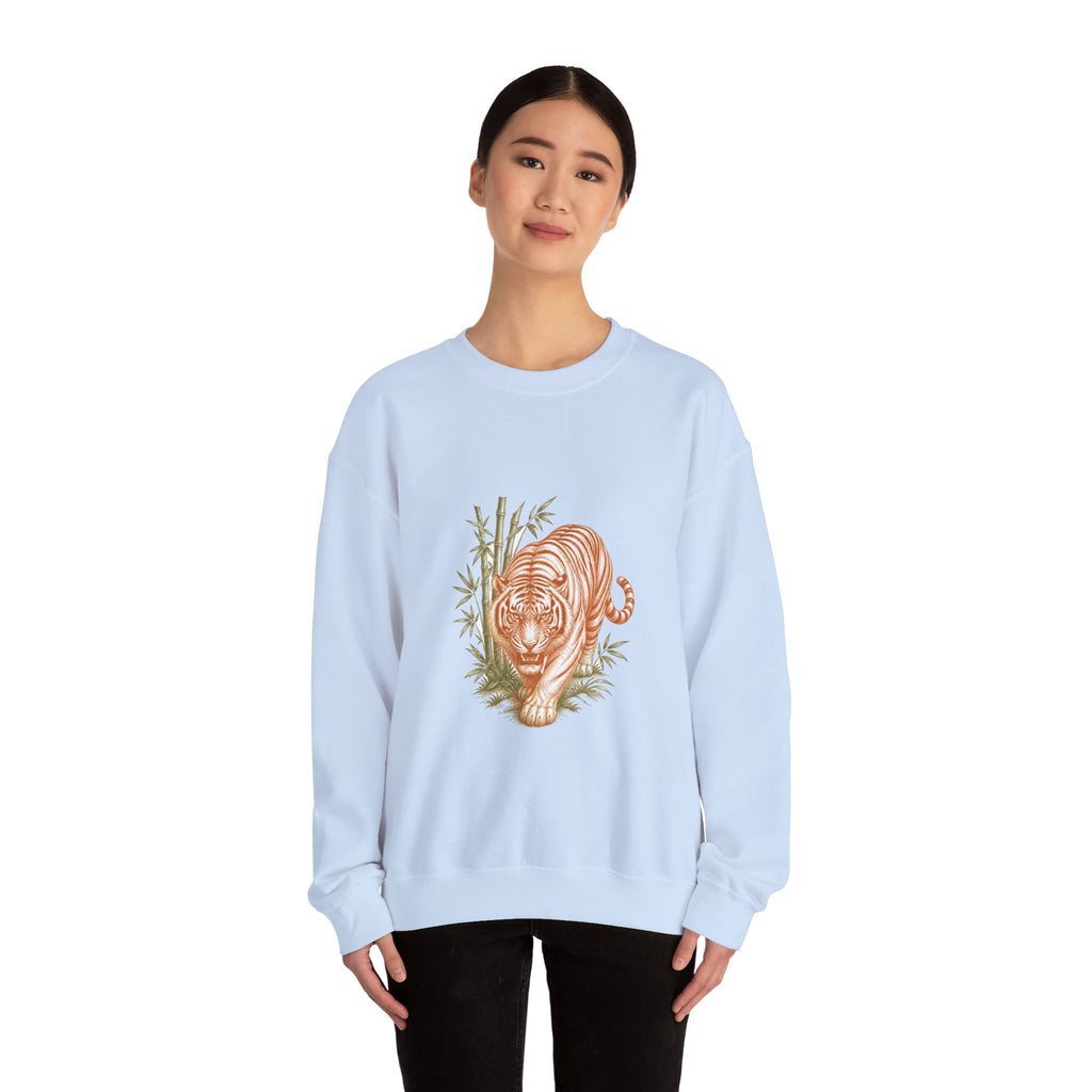 Matching Couple Sweatshirt - Tiger & Crane Matching Couple Premium Fleece Sweatshirt Vintage Art His Hers Honeymoon Gift - Design A