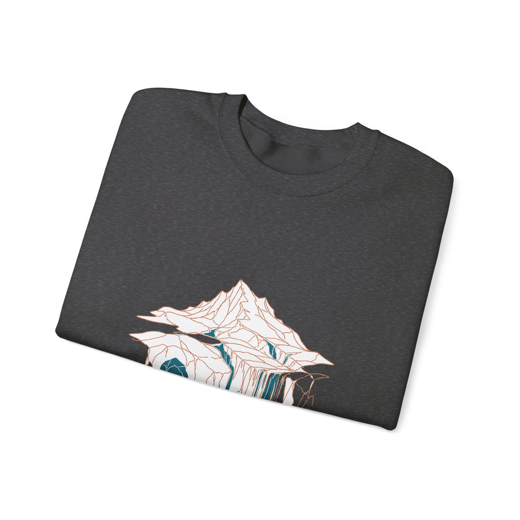 Matching Couple Sweatshirt - Volcano & Glacier Matching Couple Crewneck Sweatshirt Minimalist Art His Hers Valentine Gift - Design B