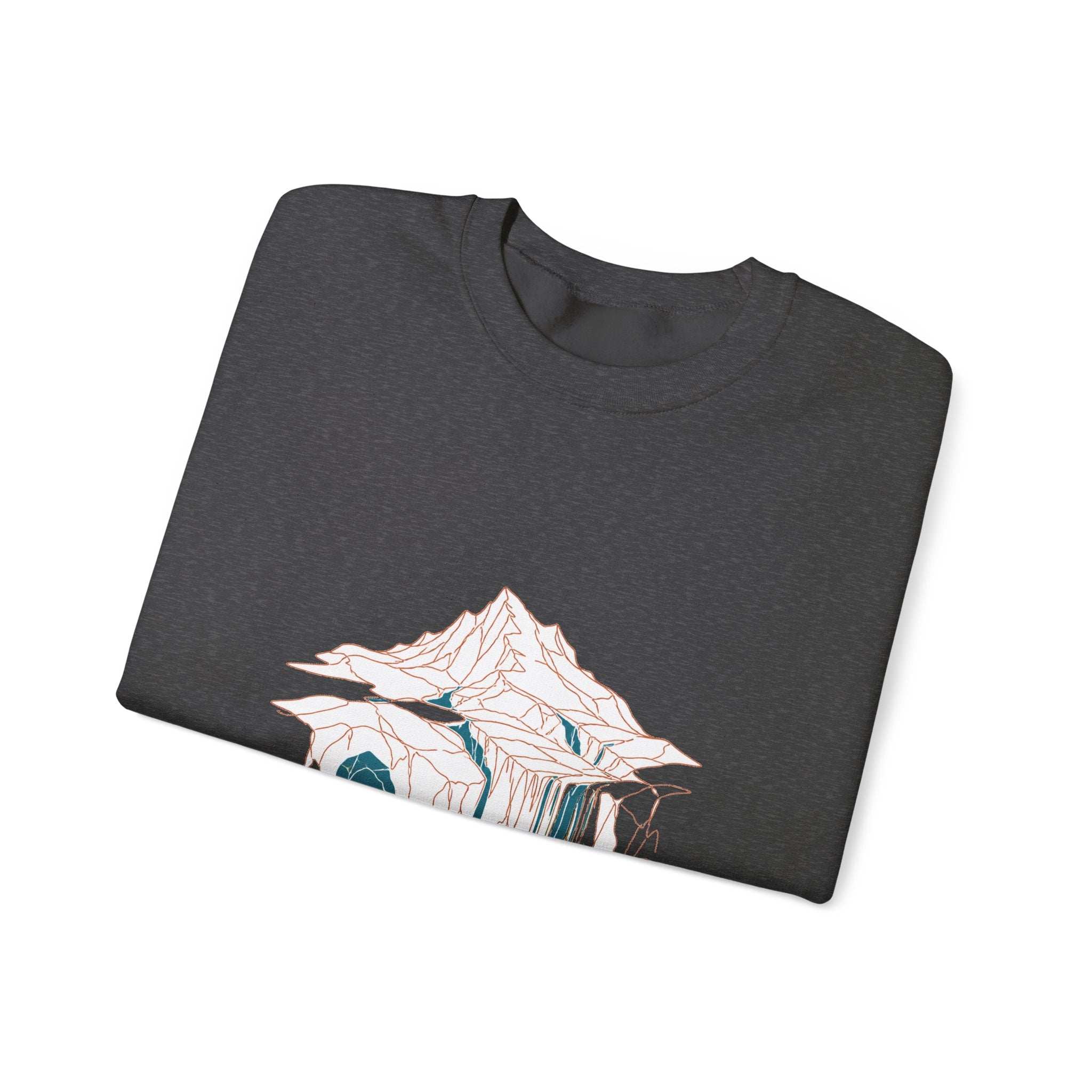 Matching Couple Sweatshirt - Volcano & Glacier Matching Couple Crewneck Sweatshirt Minimalist Art His Hers Valentine Gift - Design B