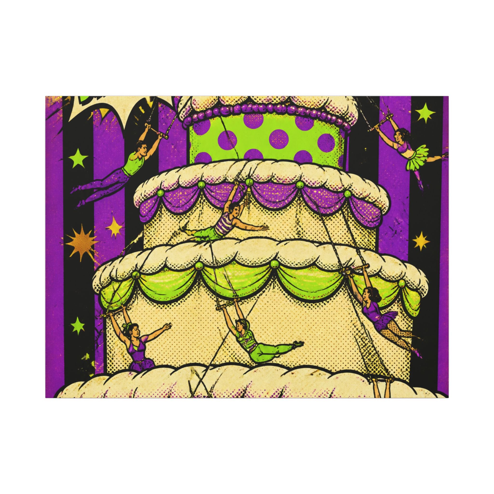 Birthday Cake Trapeze Wall Art Canvas 24×36 Pop Art Restaurant Decor Maximalist Print