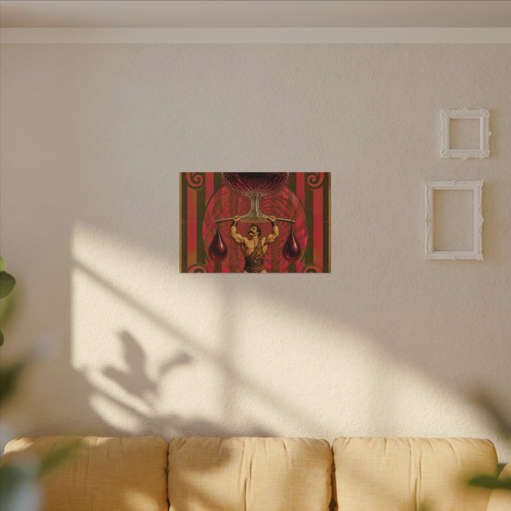 Wine Glass Strongman Wall Art Canvas 24×36 Psychedelic Dining Room Decor Maximalist Print