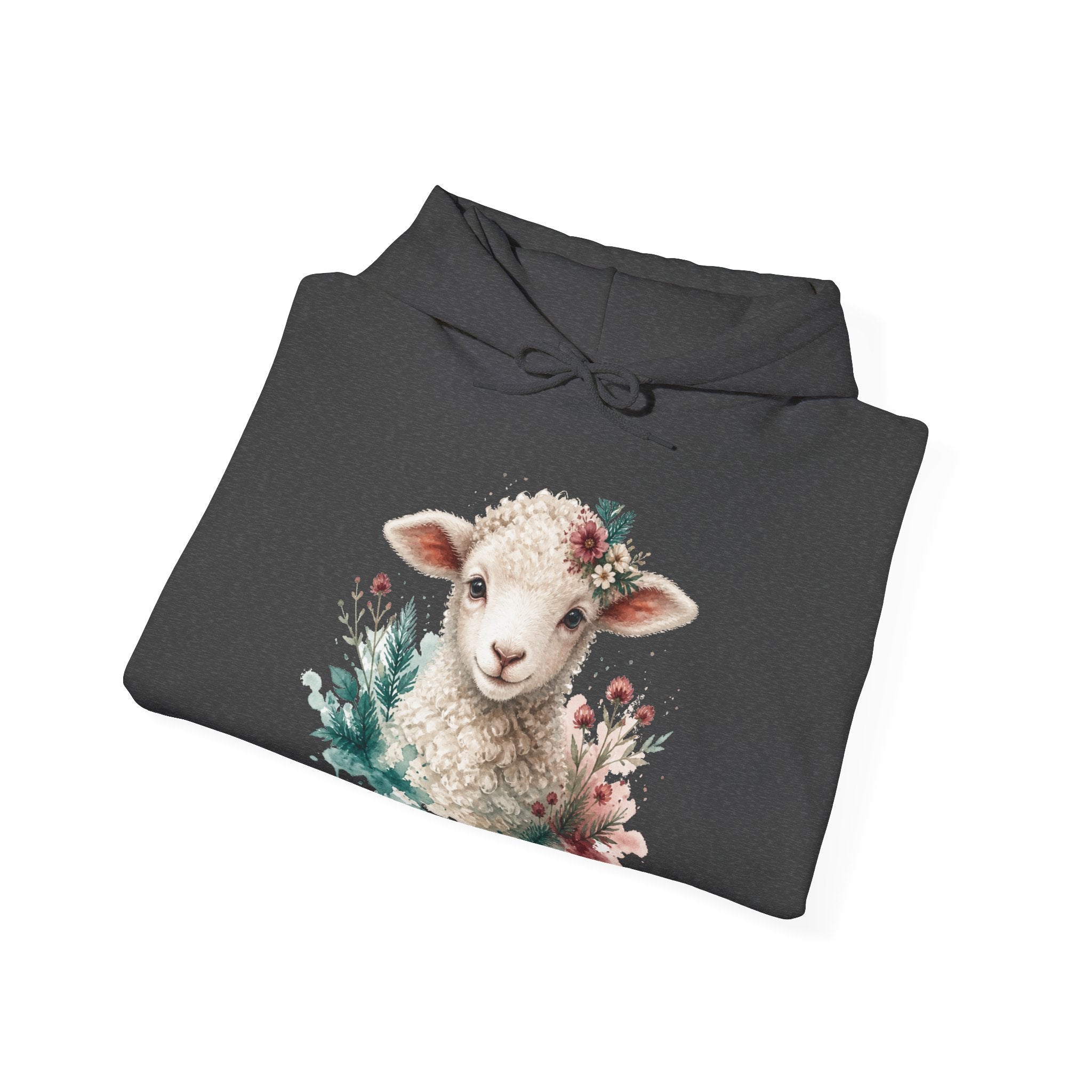 Matching Couple Sweatshirt - Lion & Lamb Matching Couple Hooded Sweatshirt Watercolor Art His Hers Engagement Gift - Design B
