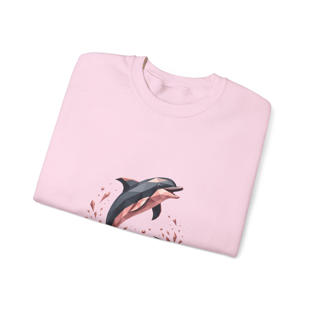 Matching Couple Sweatshirt - Shark & Dolphin Matching Couple Premium Fleece Sweatshirt Geometric Art His Hers Love Gift - Design B