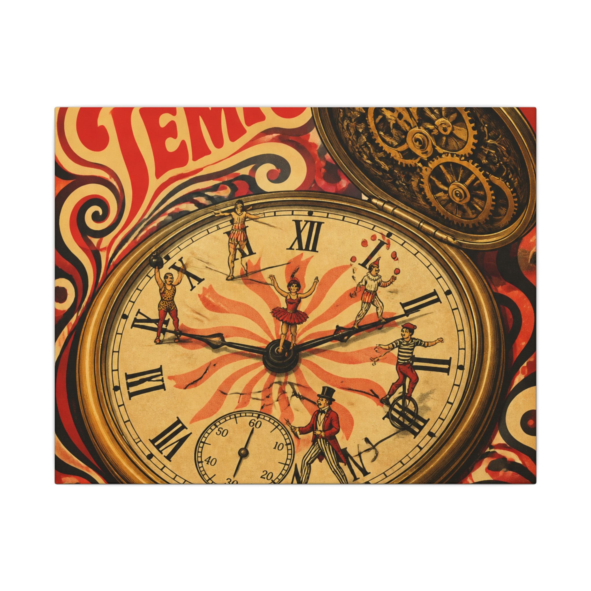 Pocket Watch Performers Wall Art Canvas 16×20 Psychedelic Cafe Decor Maximalist Print