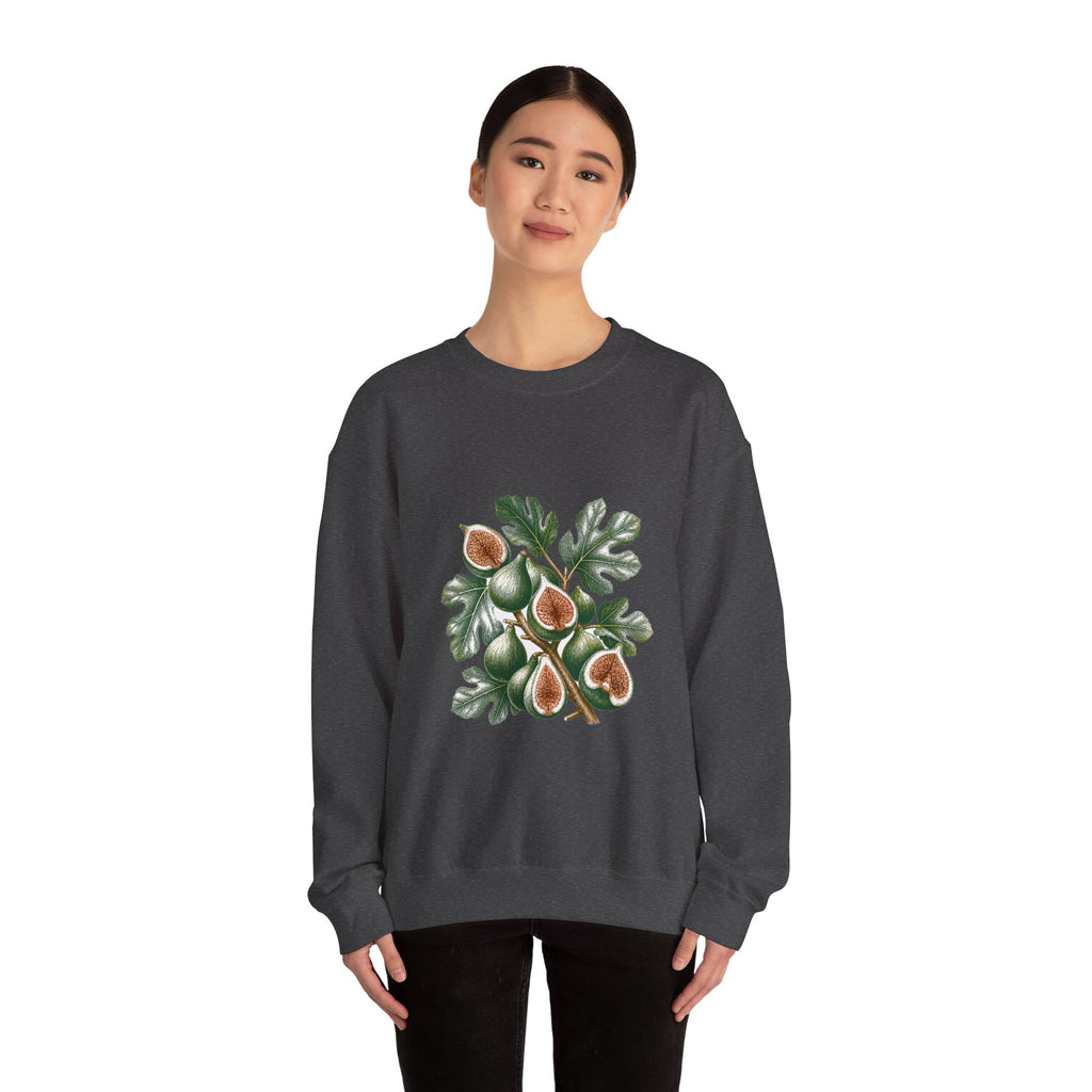 Matching Couple Sweatshirt - Olive Branch & Fig Matching Couple Premium Fleece Sweatshirt Hand-Drawn Art His Hers Anniversary Gift - Design B