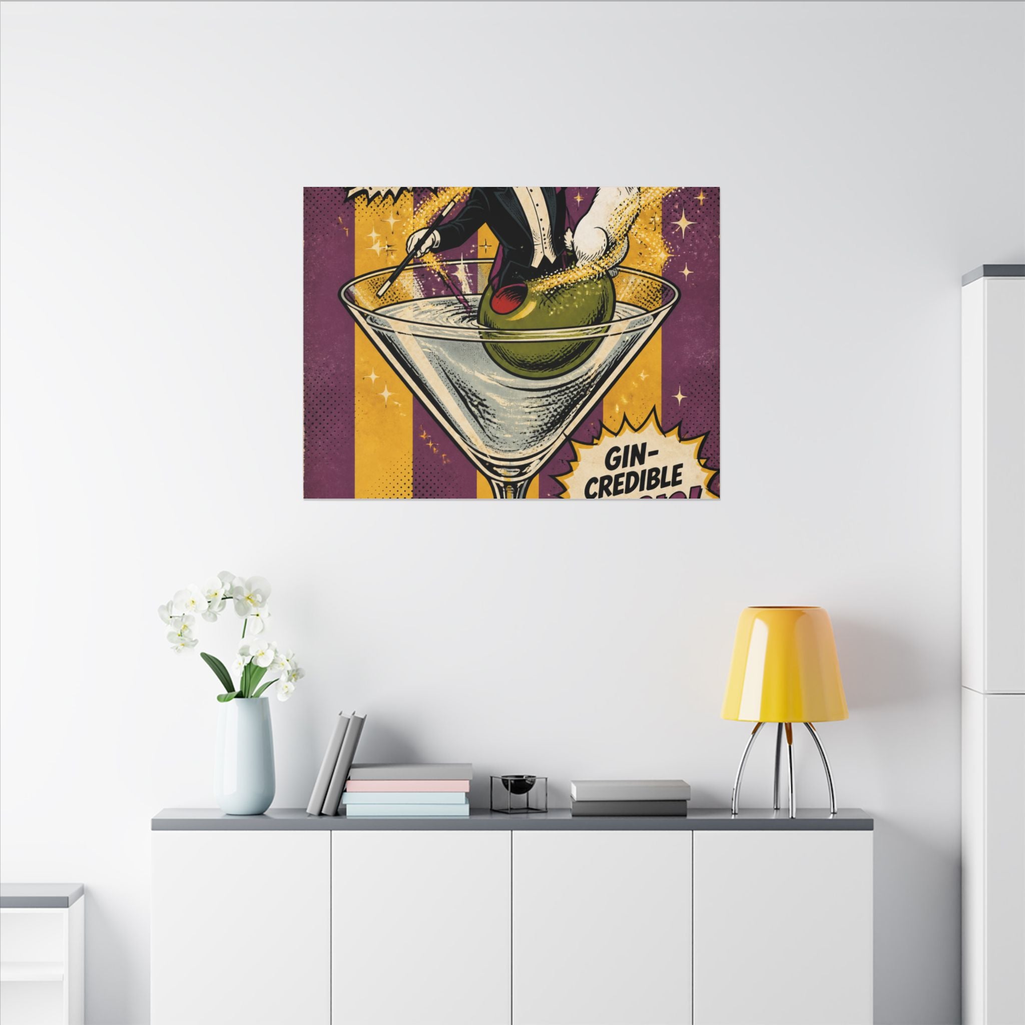 Martini Magician Wall Art Canvas 16×20 Pop Art Living Room Decor Maximalist Print