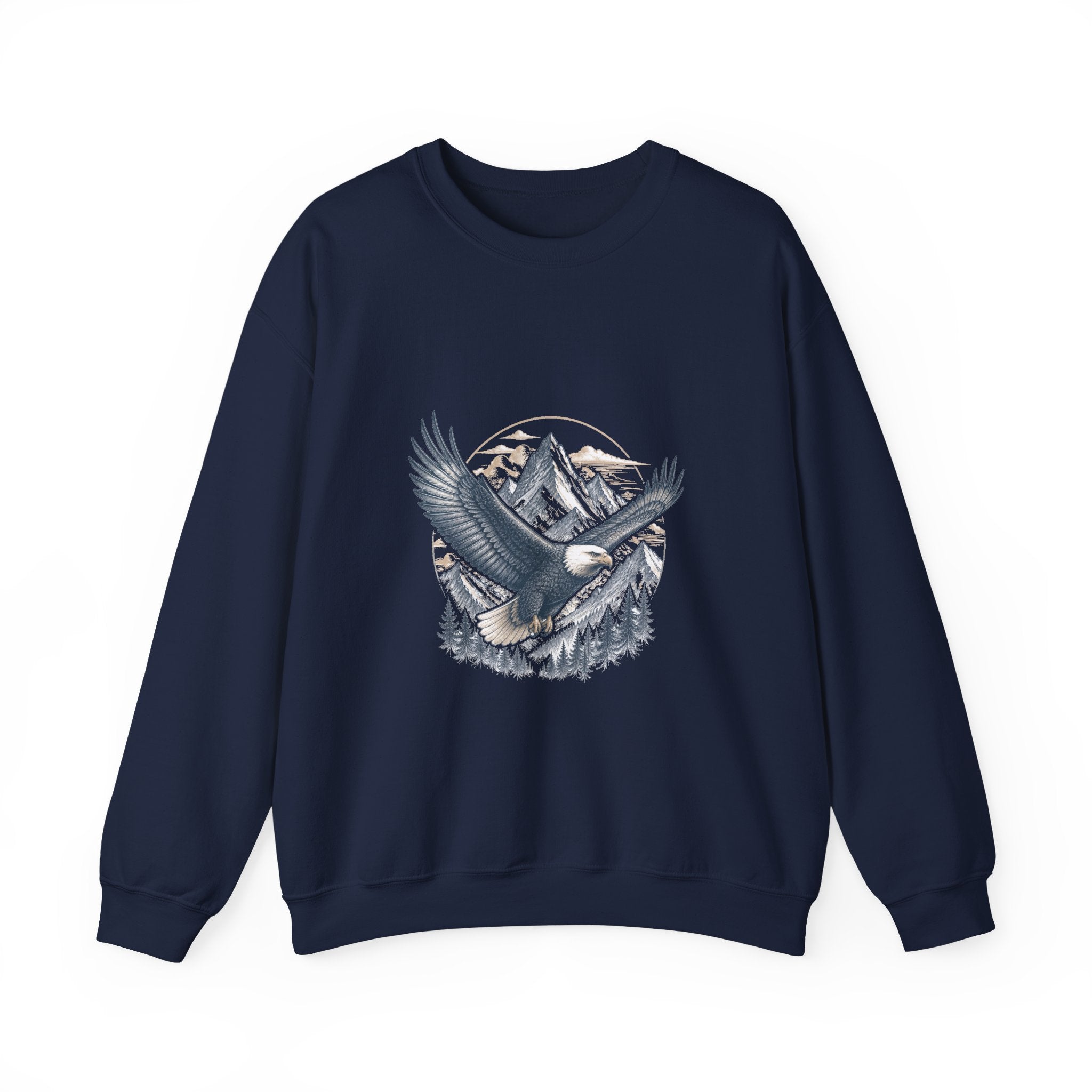 Matching Couple Sweatshirt - Eagle & Whale Matching Couple Crewneck Sweatshirt Hand-Drawn Art His Hers Best Friend Gift - Design A