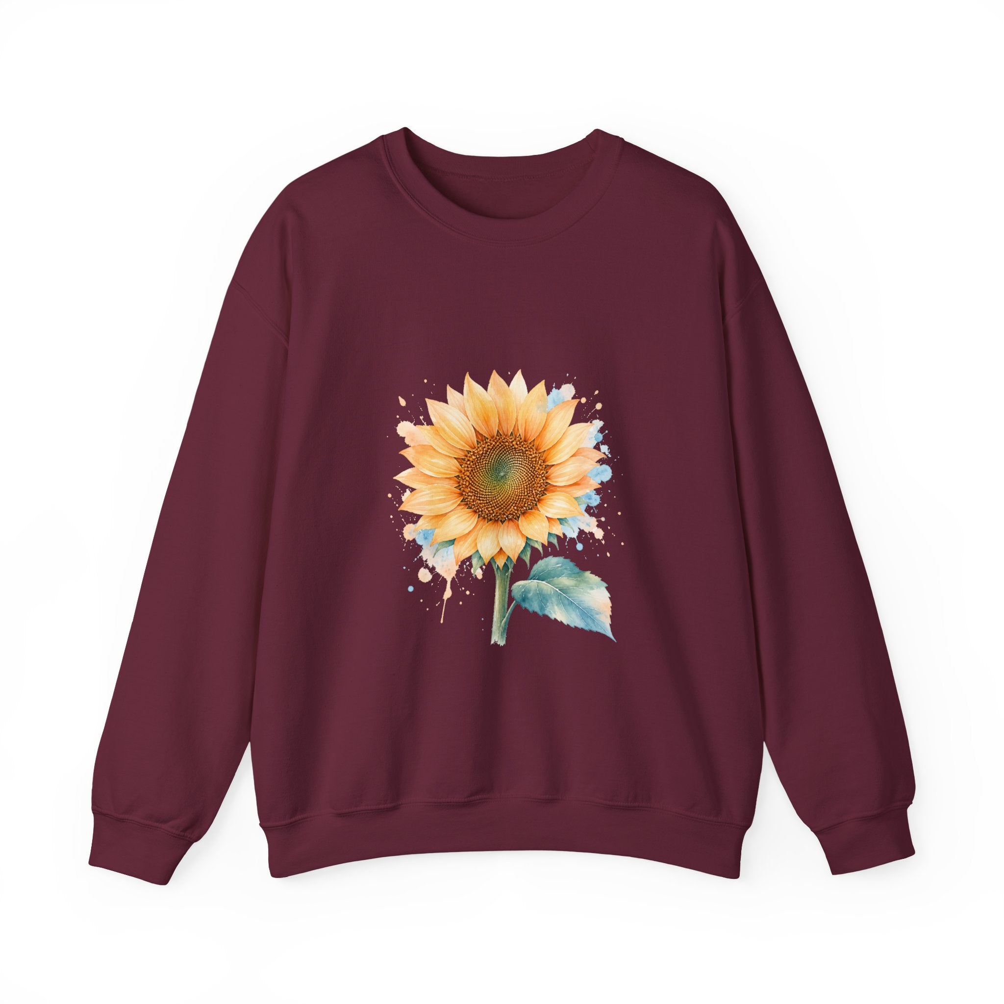 Matching Couple Sweatshirt - Sunflower & Moonflower Matching Couple Crewneck Sweatshirt Watercolor Art His Hers Engagement Gift - Design A
