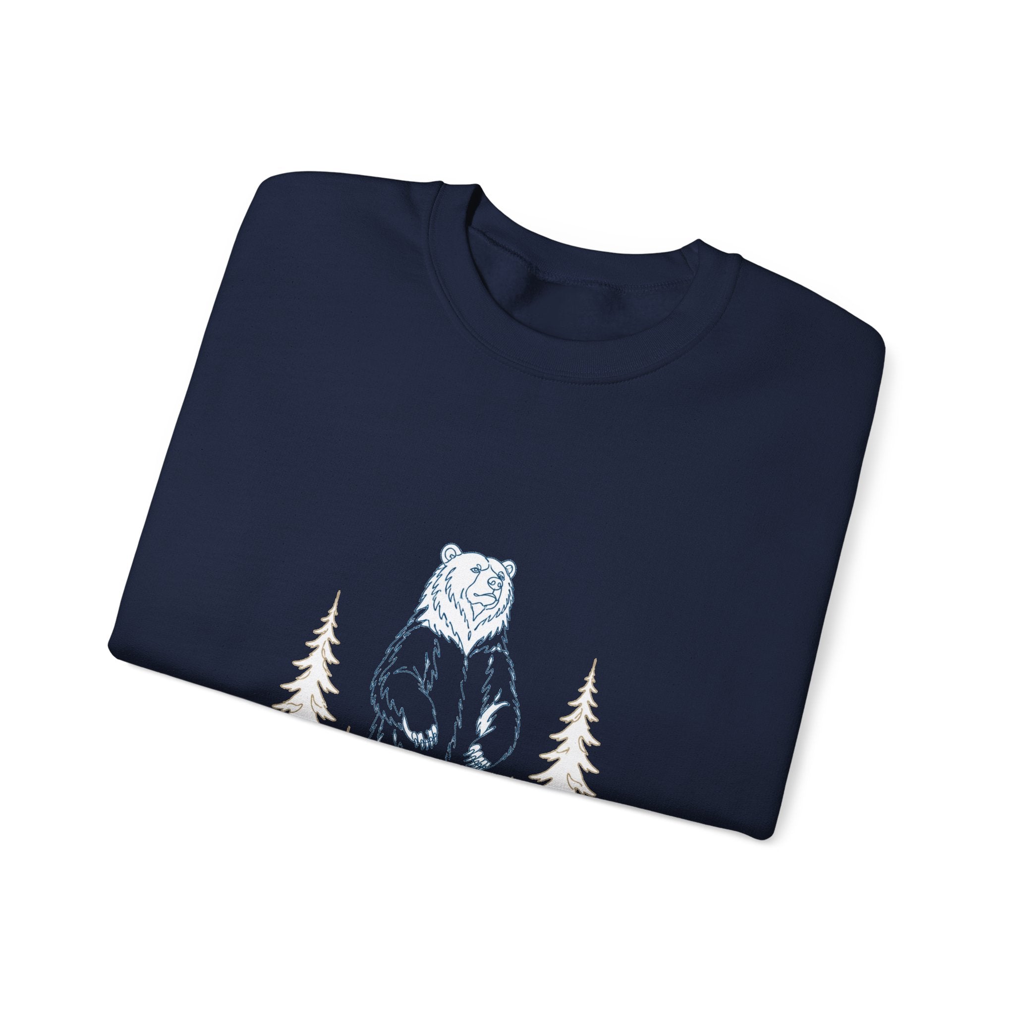 Matching Couple Sweatshirt - Bear & Deer Matching Couple Premium Fleece Sweatshirt Minimalist Art His Hers Christmas Gift - Design A