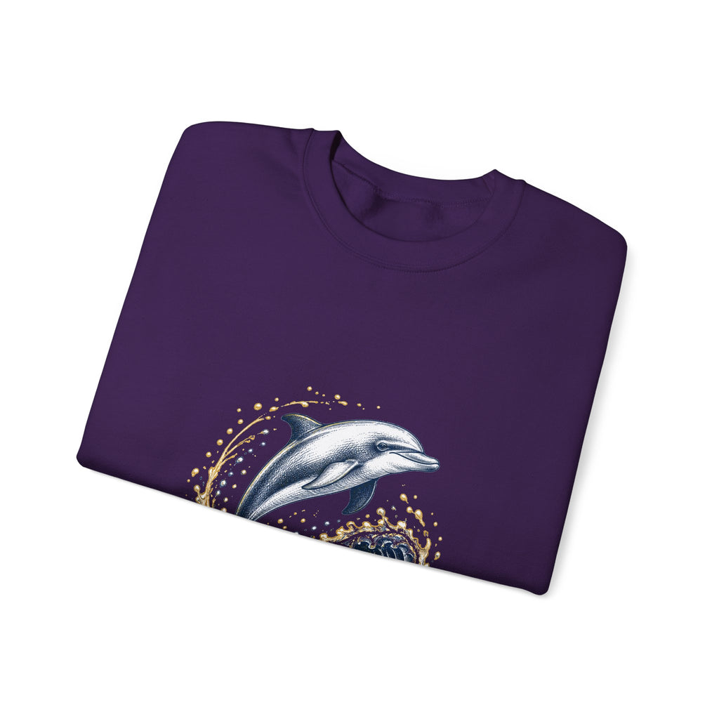Matching Couple Sweatshirt - Shark & Dolphin Matching Couple Comfort Colors Crew Hand-Drawn Art His Hers Anniversary Gift - Design B