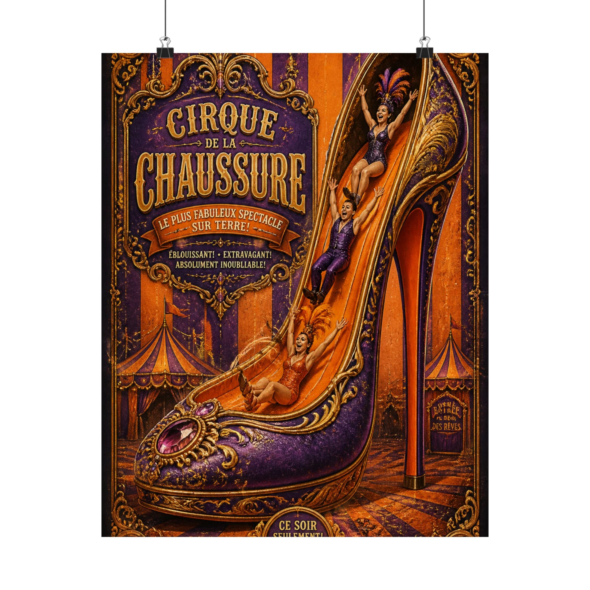 High Heel Slide Wall Art Poster 18×24 Baroque Home Office Decor Maximalist Print