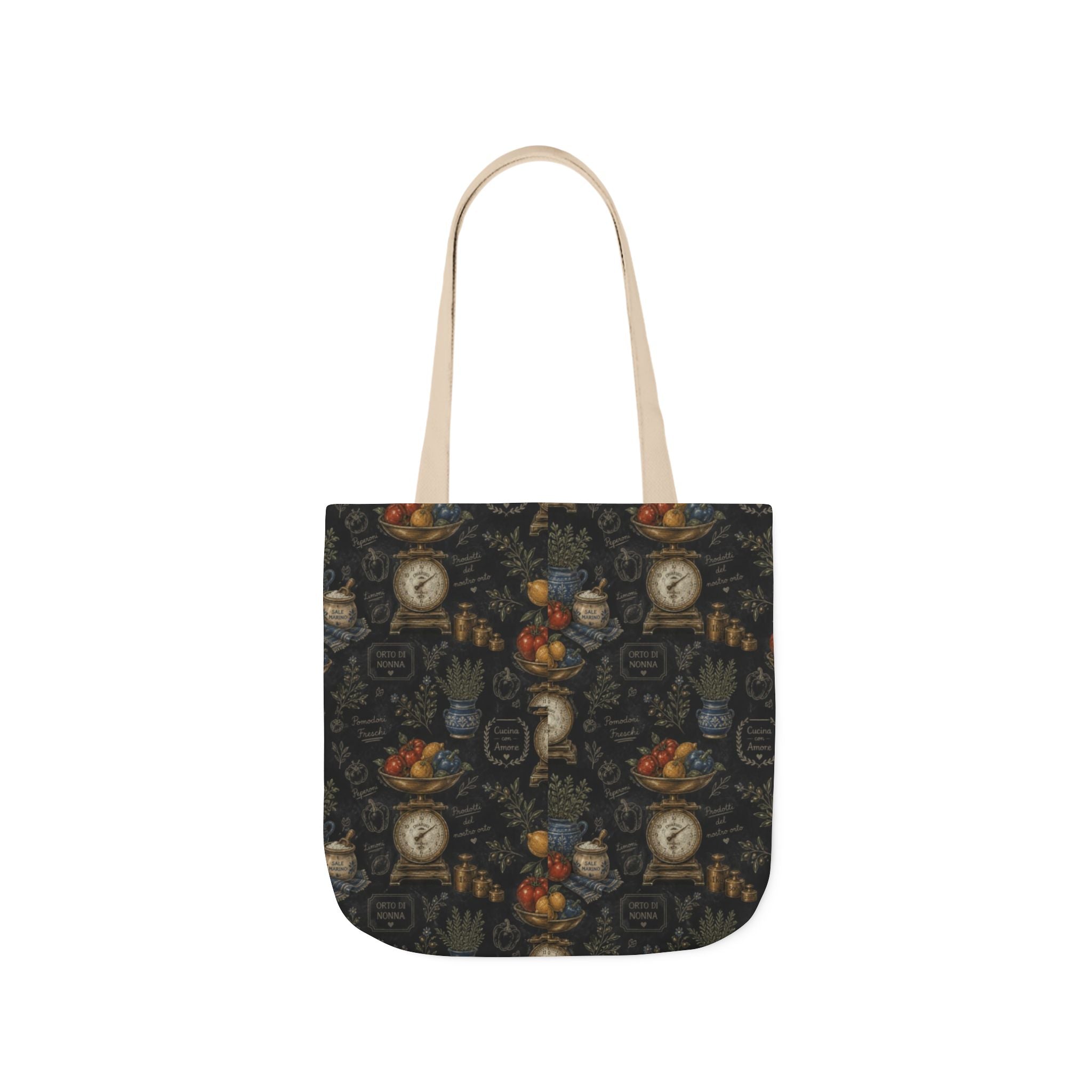 Vintage Kitchen Scale Canvas Tote Bag Mediterranean Kitchen Chalk Art Design Italian Cottagecore Gift