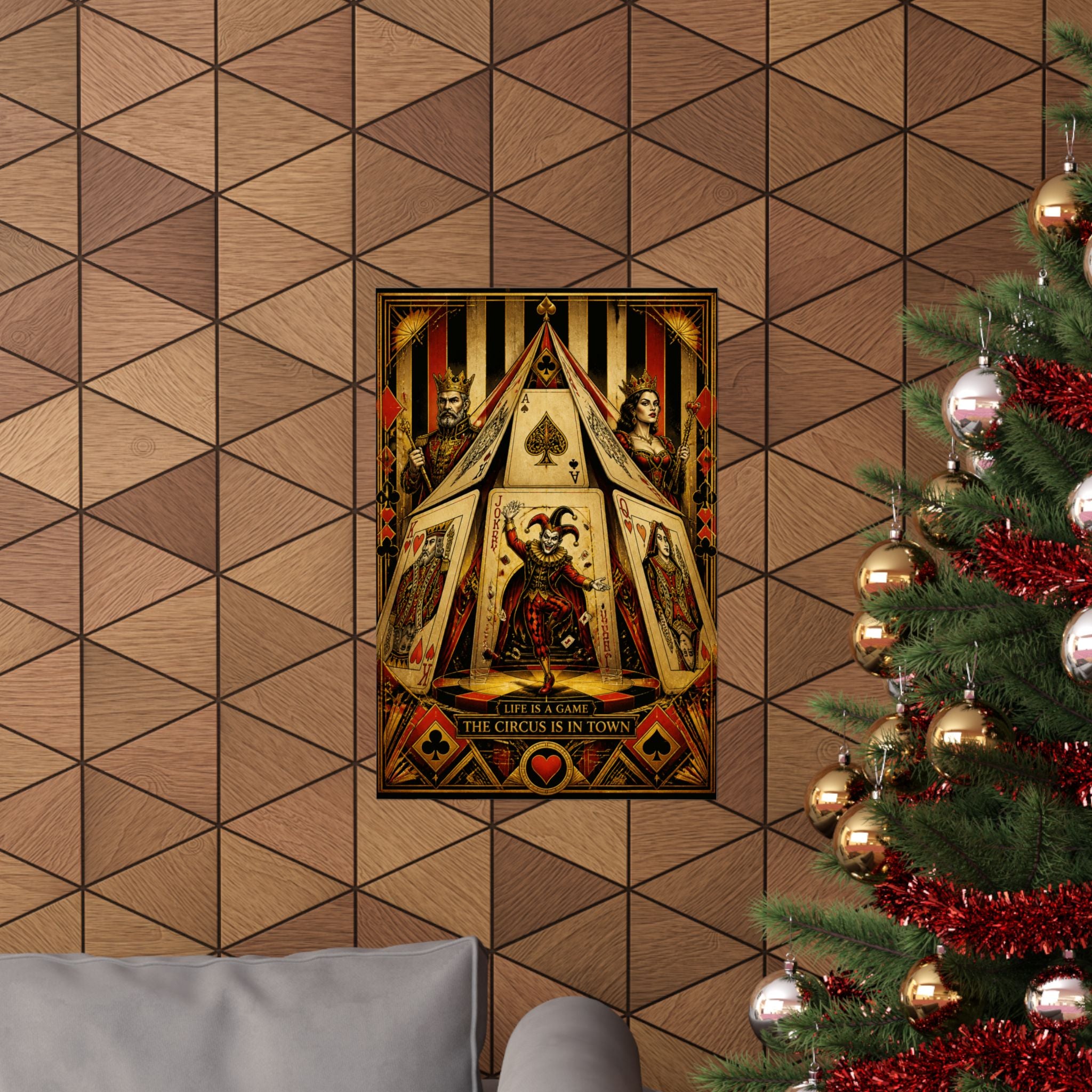 Playing Cards Tent Wall Art Poster 24×36 Art Deco Bar Area Decor Maximalist Print