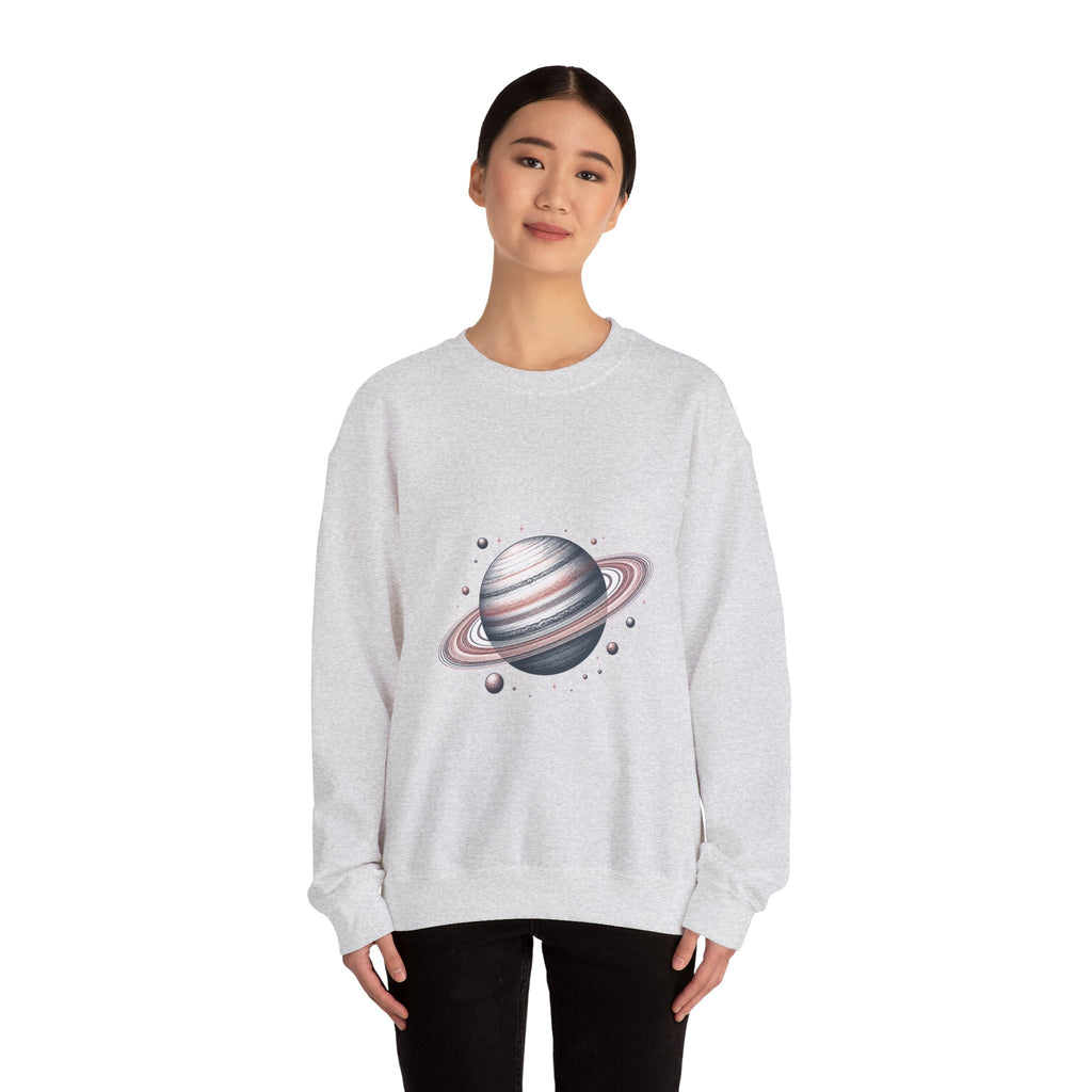 Matching Couple Sweatshirt - Saturn & Jupiter Matching Couple Crewneck Sweatshirt Hand-Drawn Art His Hers Best Friend Gift - Design A