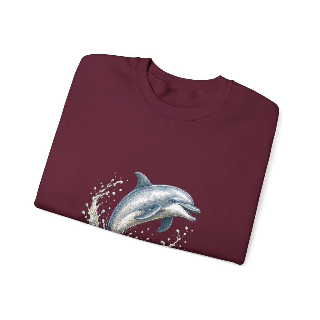 Matching Couple Sweatshirt - Shark & Dolphin Matching Couple Premium Fleece Sweatshirt Hand-Drawn Art His Hers Anniversary Gift - Design B