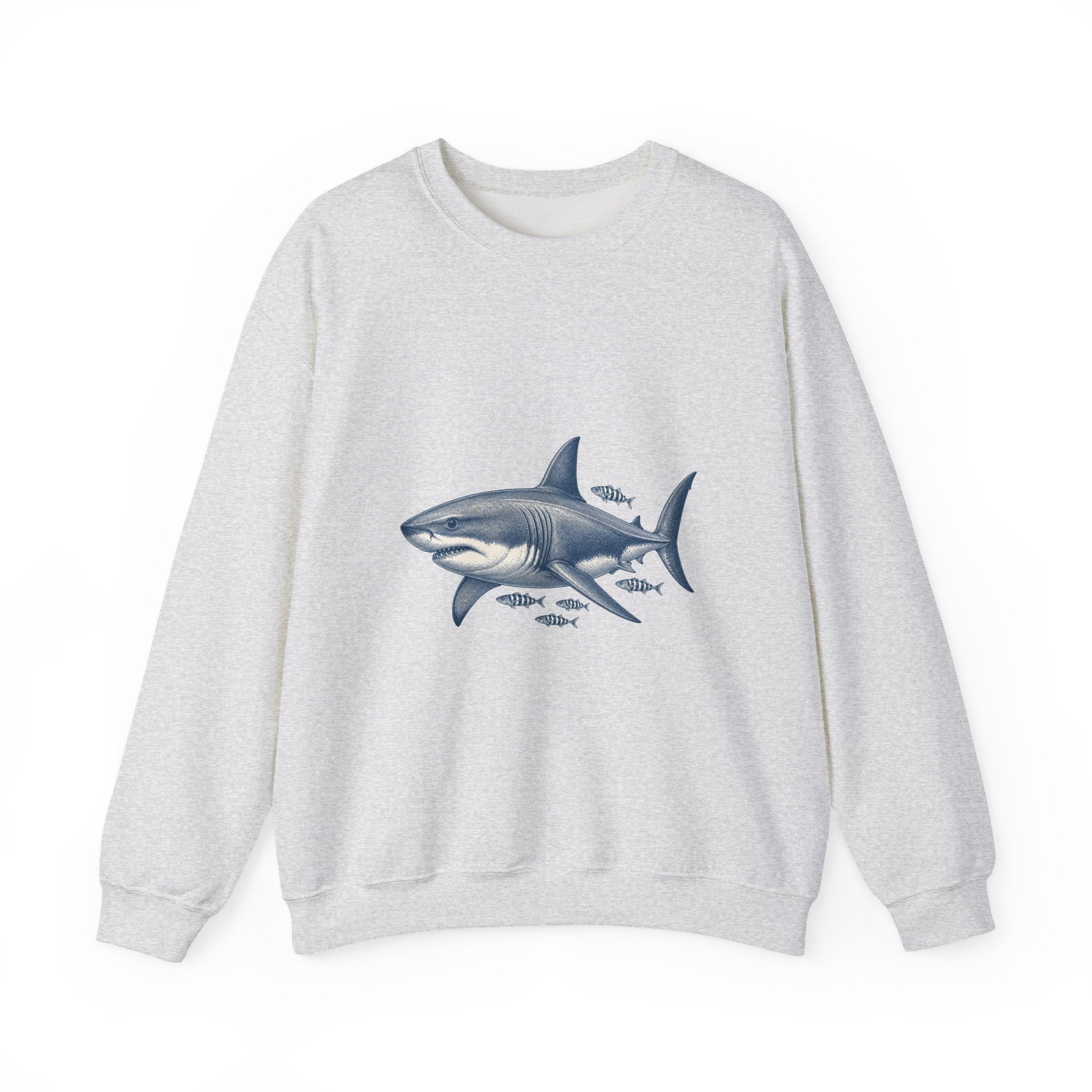 Matching Couple Sweatshirt - Shark & Dolphin Matching Couple Premium Fleece Sweatshirt Vintage Art His Hers Honeymoon Gift - Design A