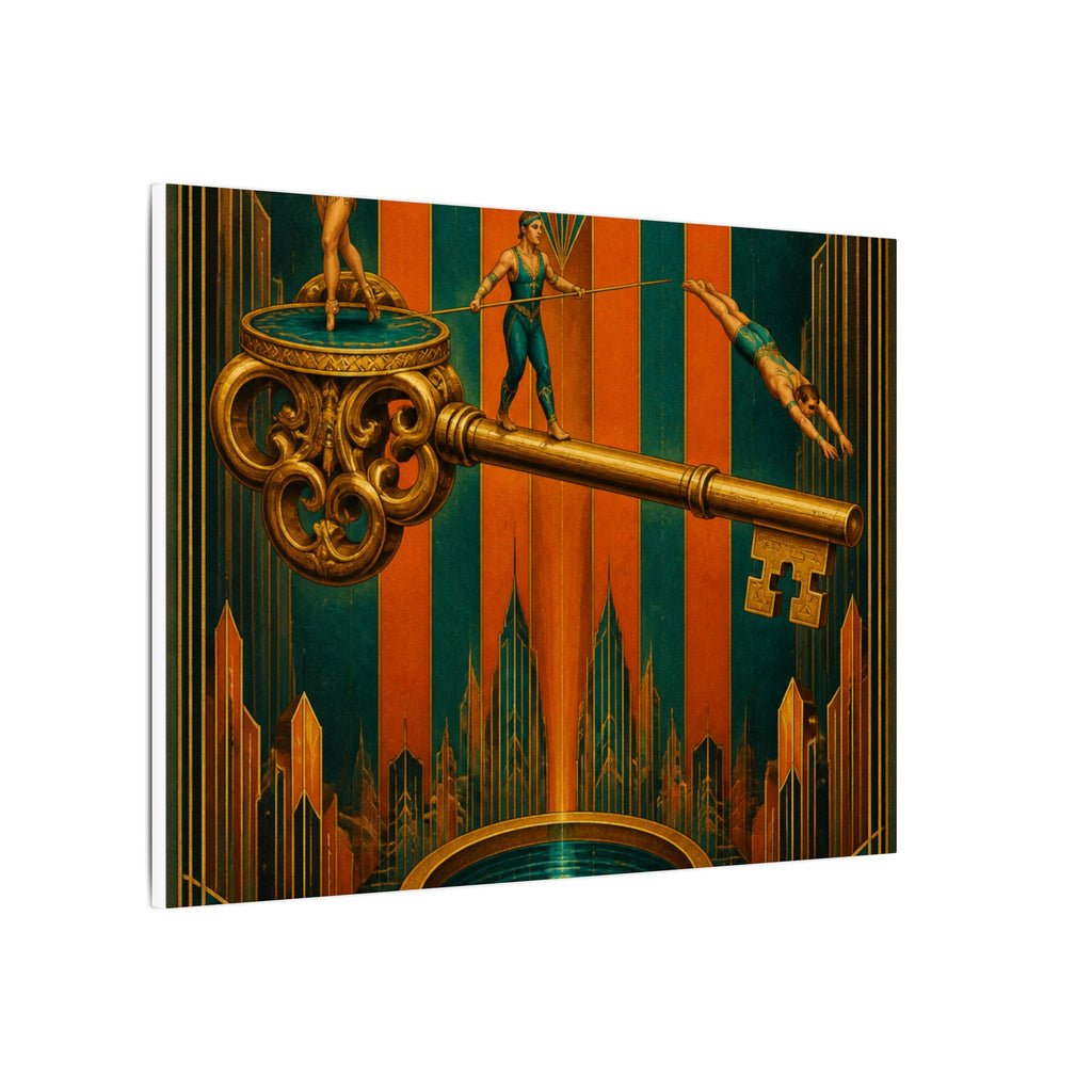 Giant Key Performance Wall Art Canvas 16×20 Art Deco Entryway Decor Maximalist Print