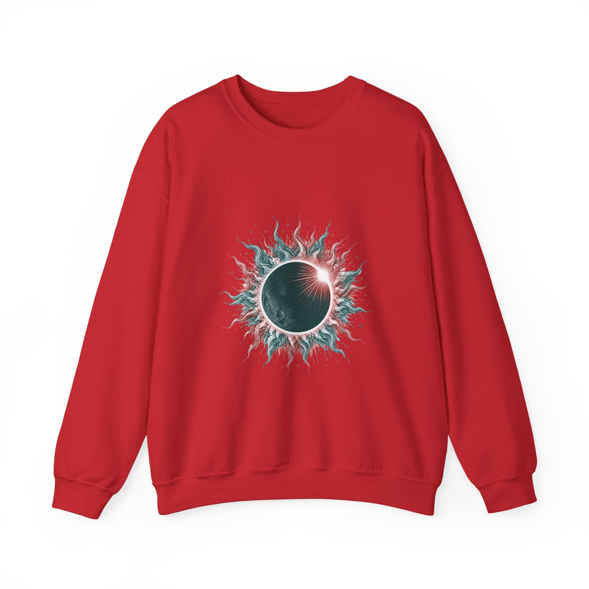 Matching Couple Sweatshirt - Solar & Lunar Eclipse Matching Couple Premium Fleece Sweatshirt Hand-Drawn Art His Hers Anniversary Gift - Design A
