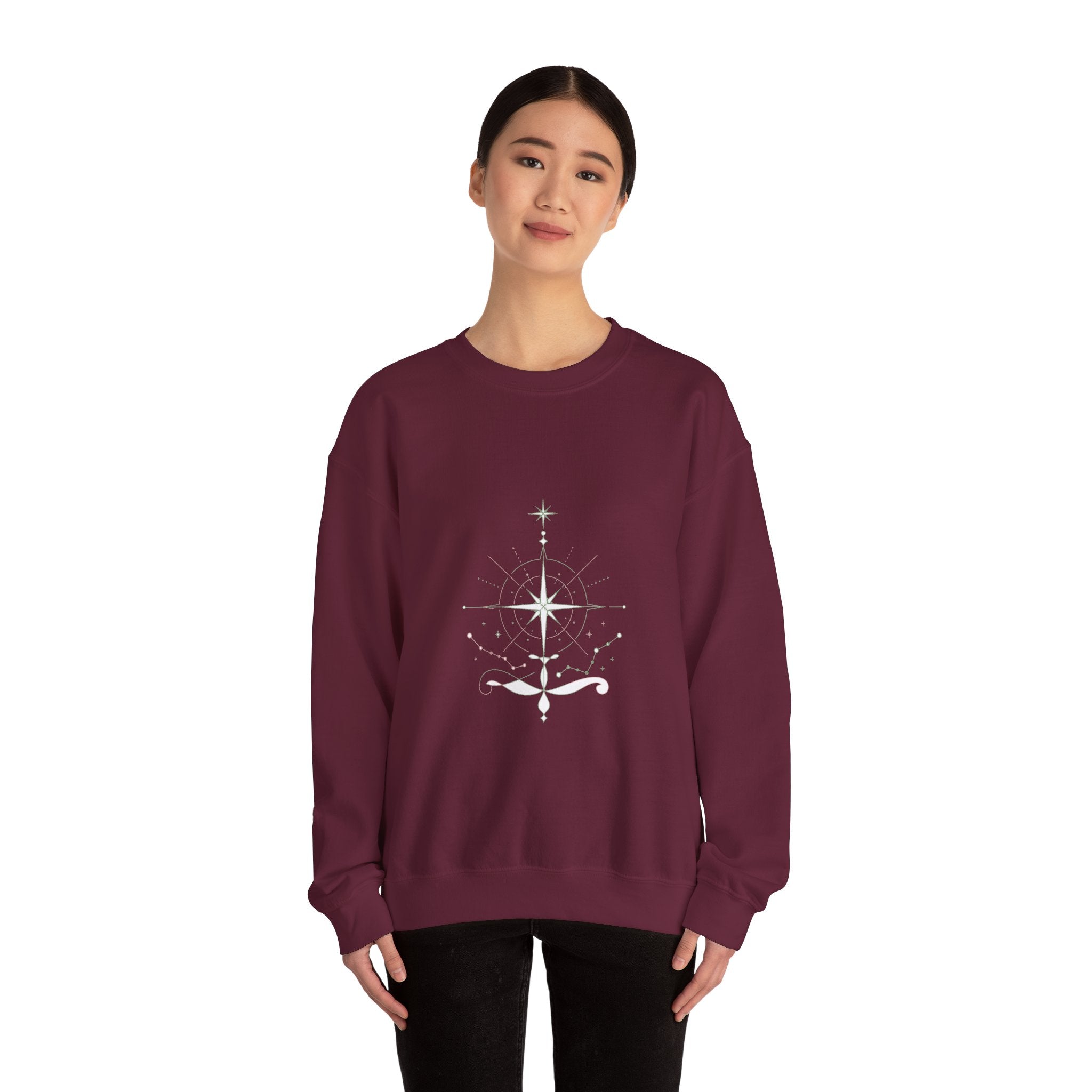 Matching Couple Sweatshirt - Shooting Star & North Star Matching Couple Premium Fleece Sweatshirt Minimalist Art His Hers Christmas Gift - Design B