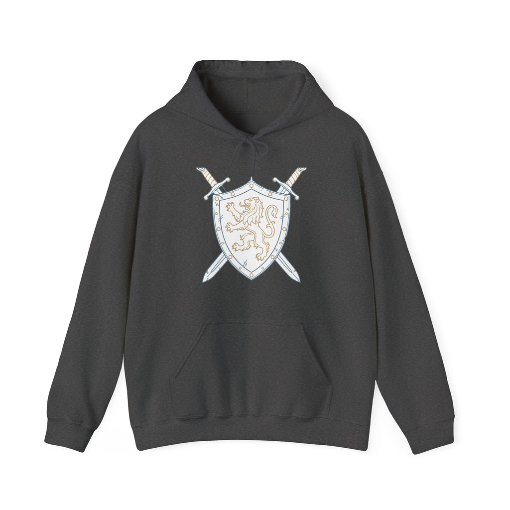 Matching Couple Sweatshirt - Crown & Shield Matching Couple Hooded Sweatshirt Minimalist Art His Hers Valentine Gift - Design B