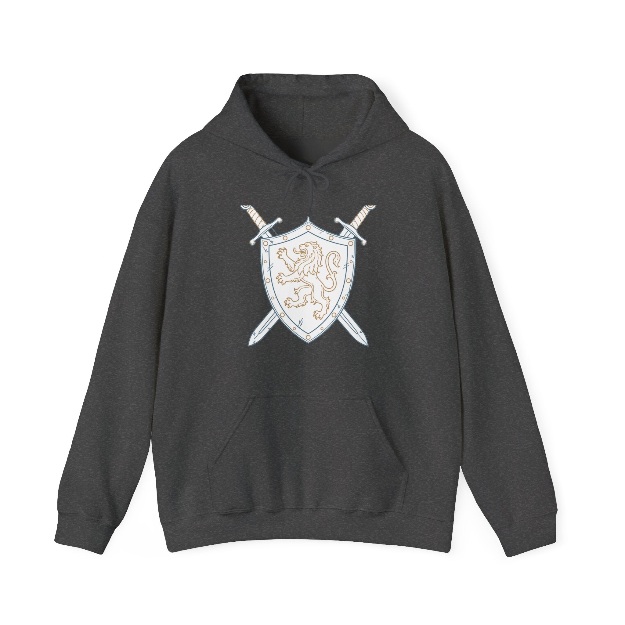 Matching Couple Sweatshirt - Crown & Shield Matching Couple Hooded Sweatshirt Minimalist Art His Hers Valentine Gift - Design B