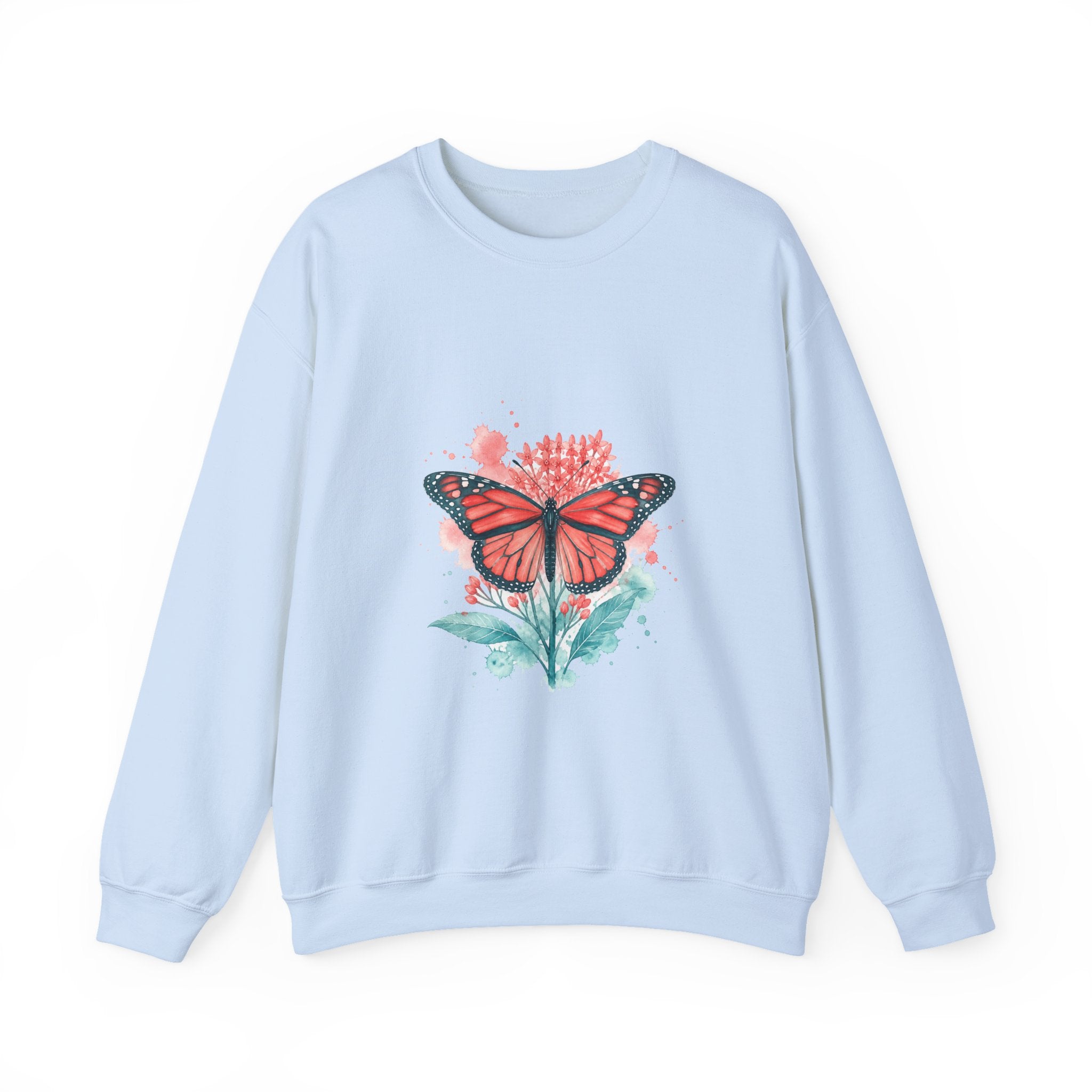Matching Couple Sweatshirt - Butterfly & Moth Matching Couple Crewneck Sweatshirt Watercolor Art His Hers Engagement Gift - Design A