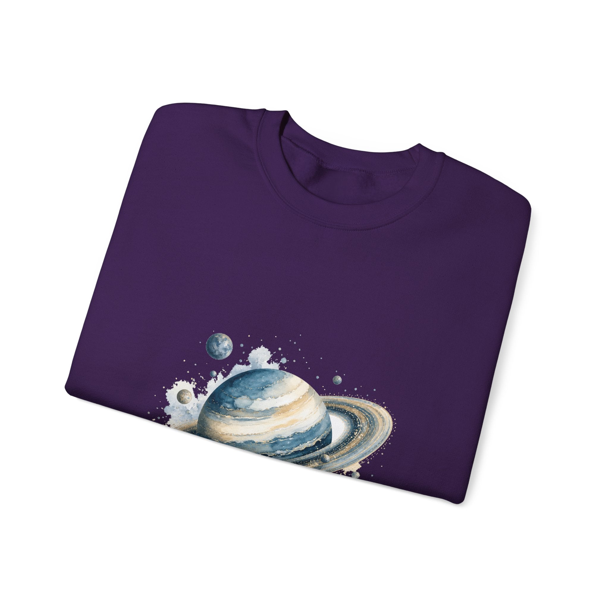 Matching Couple Sweatshirt - Astronaut & Planet Matching Couple Crewneck Sweatshirt Watercolor Art His Hers Engagement Gift - Design B
