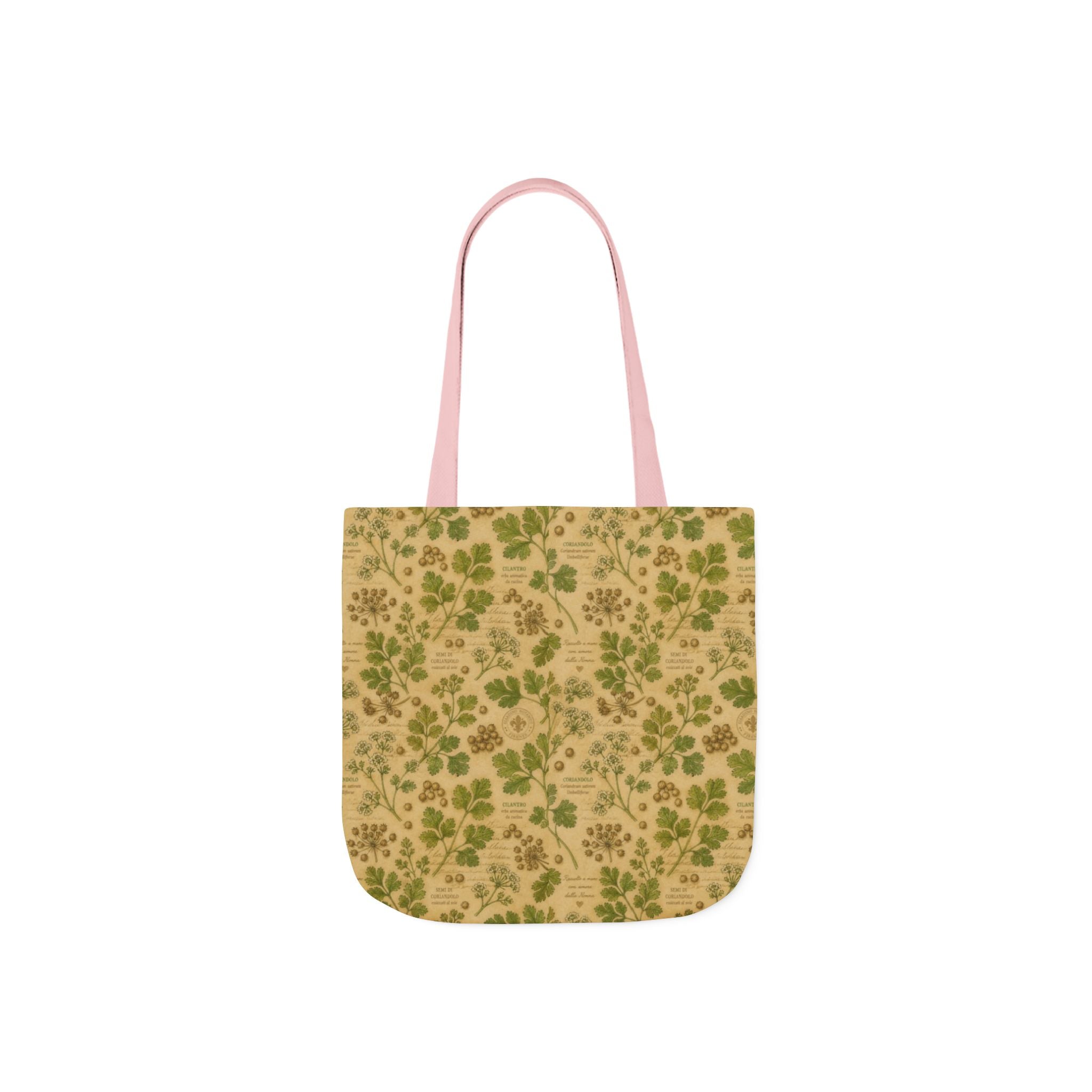 Coriander & Seeds Canvas Tote Bag Mediterranean Kitchen Botanical Design Italian Cottagecore Gift