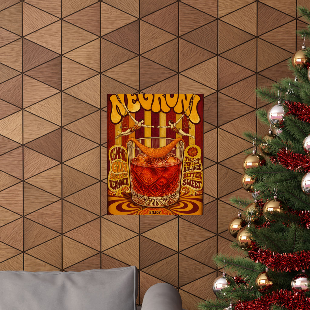 Negroni Trapeze Act Wall Art Poster 18×24 Psychedelic Cafe Decor Maximalist Print