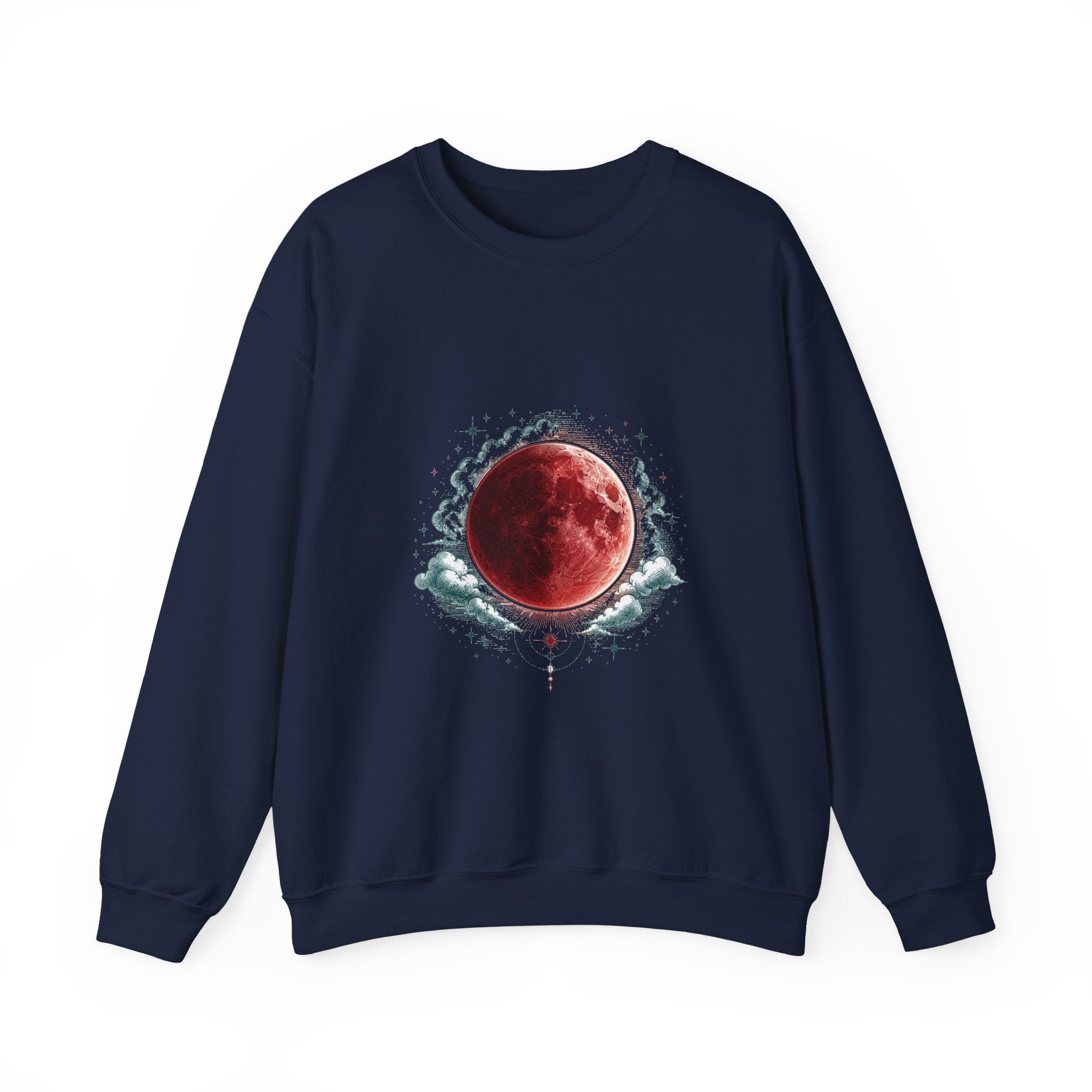 Matching Couple Sweatshirt - Solar & Lunar Eclipse Matching Couple Premium Fleece Sweatshirt Hand-Drawn Art His Hers Anniversary Gift - Design B